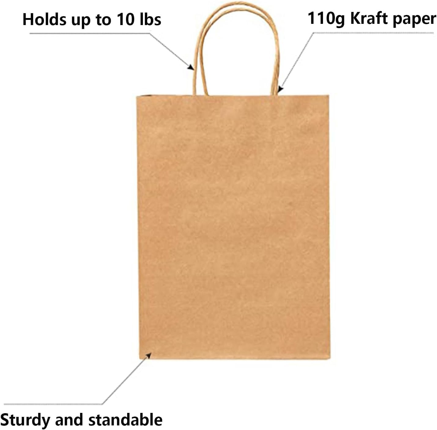 Brown Paper Bags with Handles Bulk 25 Pcs 20.3 X 11.4 X 27.4 Cm Gift Bags Bulk, Brown Kraft Paper Bags for Retail, Party, Shopping, Favor