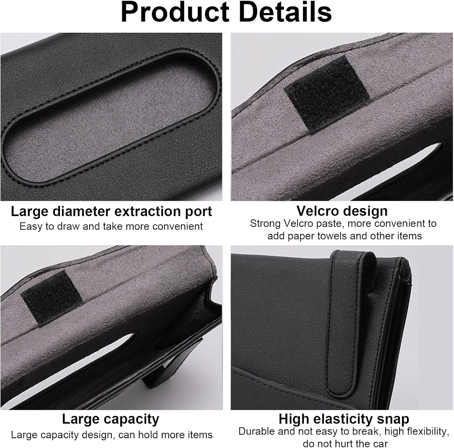 Car Tissue Holder - Multipurpose Car Visor Tissue Holder Leather Hanging Paper Towel Holder Fashion Car Sunshade Napkin Holder Durable Car Accessories Easy Install Suitable for Most Cars(1 Black+1 Beige) image number 3