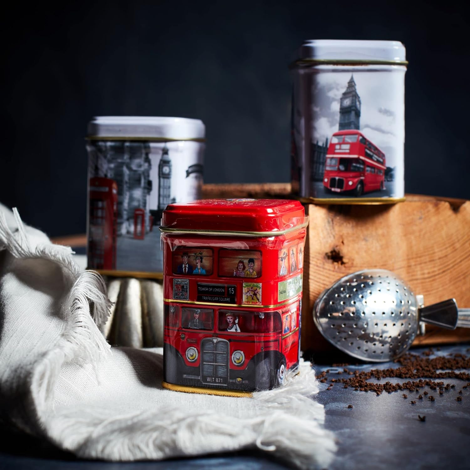 Iconic London Sights 6X Tea Tins with Fine English Breakfast Loose Leaf Tea, British Souvenir, Big Ben, UK Foods image number 4
