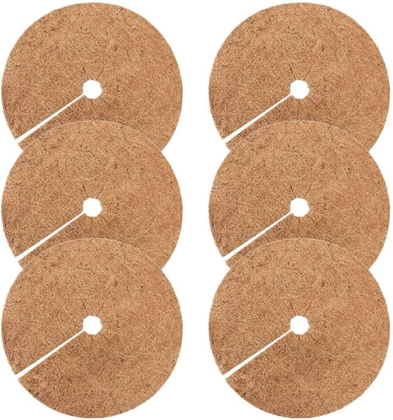 Mipcase 6 Pack Coconut Coir Mulch Ring Mats for Pots Plant Cover Mulch Mats Flower Pot Liner Round image number 4