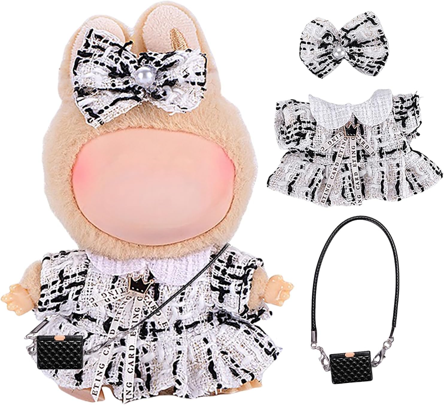 Ariker 4Pcs Handcrafted Doll Clothes Set for 17Cm Dolls (Blue Overalls Set) AK053BL