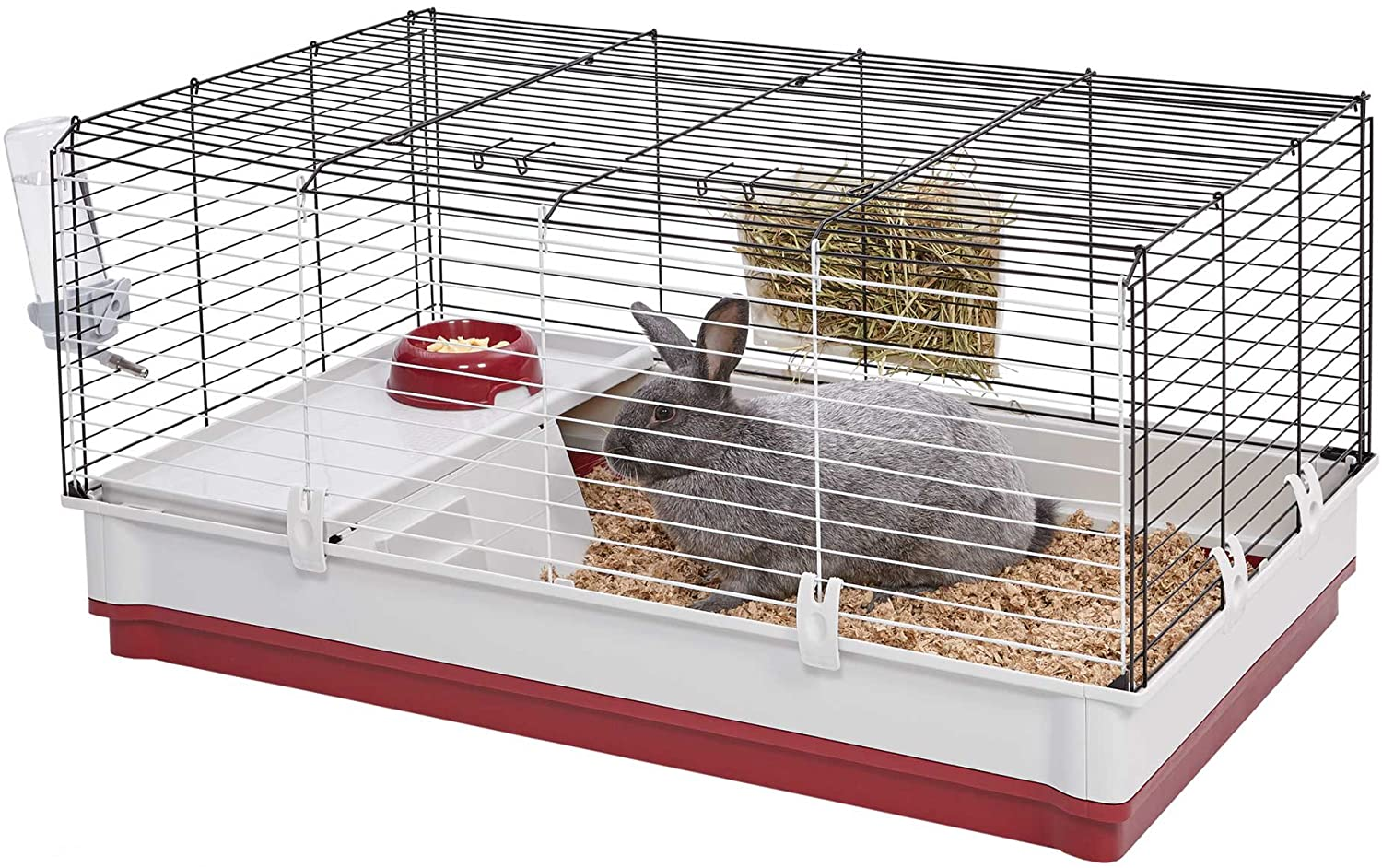 Midwest Homes for Pets 158 Wabbitat Deluxe Rabbit Home, Rabbit Cage, 39.5 L X 23.75 W X 19.75 H Inch, Maroon/White image number 5