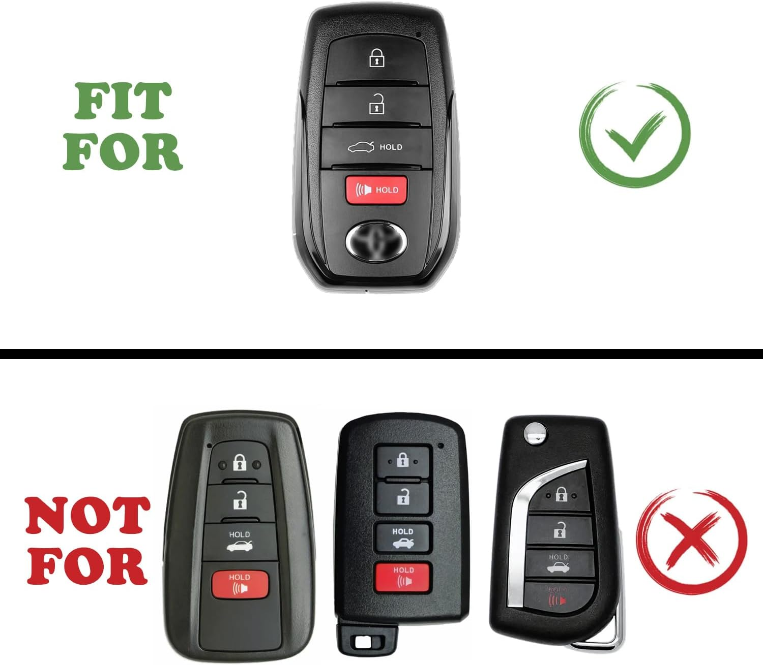 TANDRIVE Key Fob Cover for Toyota 2025 Camry and 2025 2024 2023 Corolla Crown, 4-Button, Silicone, 2-Pack, Black image number 5