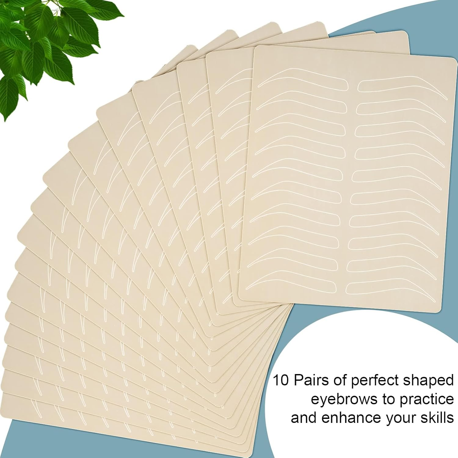 24 Pieces Microblading Practice Skin Double Sided Microblading Supplies Eyebrows Tattoo Fake Practice Skin Silicone No Ink Makeup Silicone Fake Brow Sheet image number 3