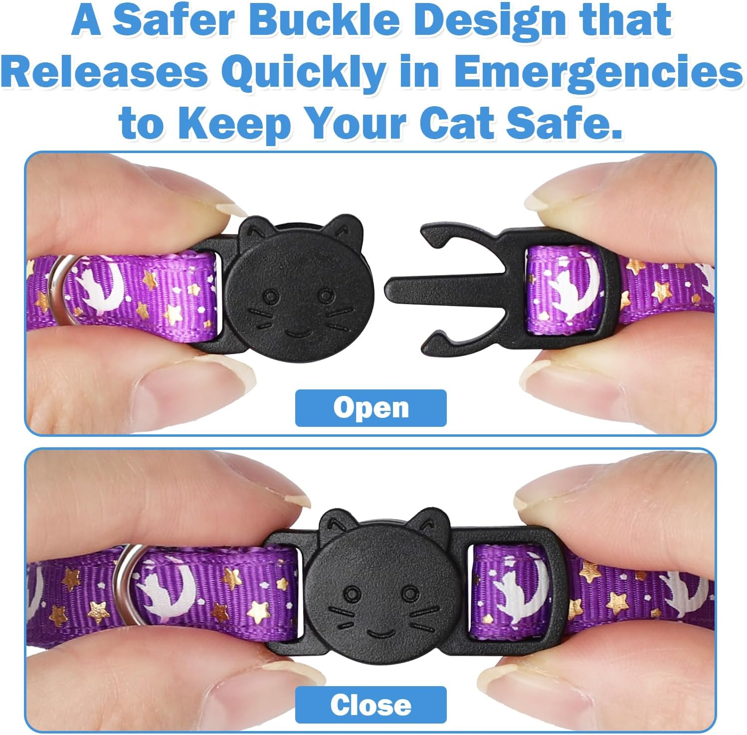 Enbluy 4 Pack Cat Collars with Bells, Fluorescent Cat Collar Glows in the Dark Breakaway Cat Collar Adjustable Reflective Cat Collars with Safe Breakaway Quick Release Buckle for Kitty Puppy image number 6
