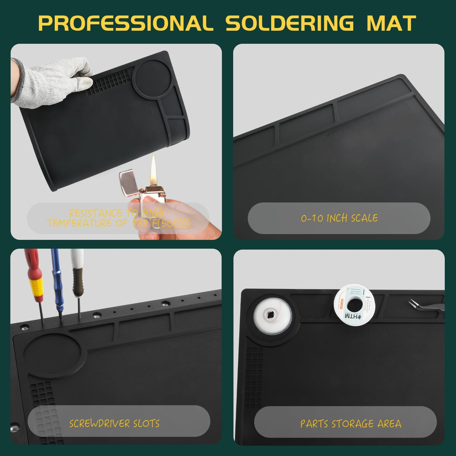 Kaisi Soldering Station Helping Hands with Soldering Mat, 5 Flexible Arms Third Hand Tool Heat-Resistant Silicone Solder Mat Base Soldering Kit Helping Hands for Soldering Repair Hobby Crafts Jewelry image number 5