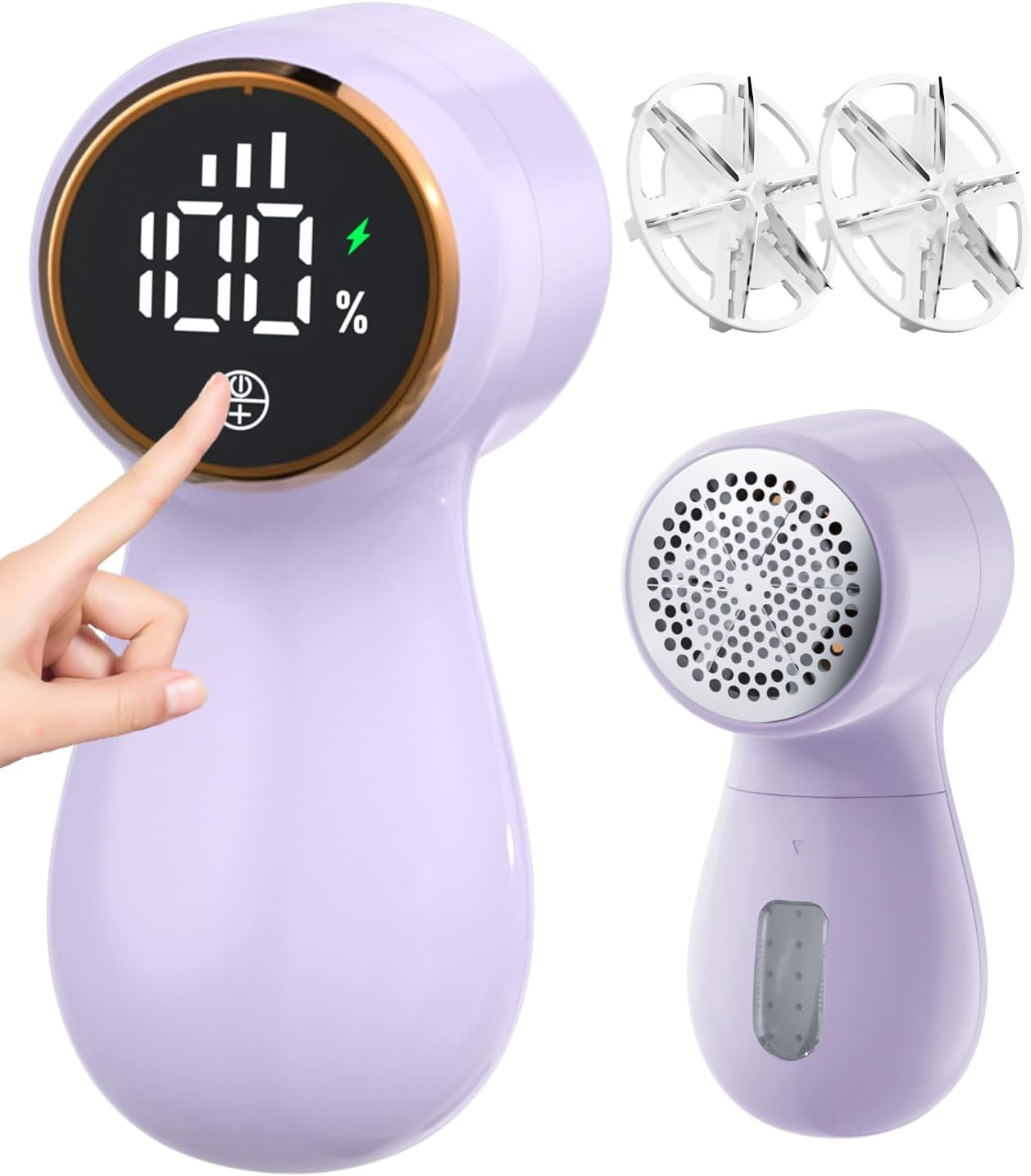 Portable Fabric Shaver with LED Display, Rechargeable Lint Remover for Clothes-Efficient 3-Speed Sweater Shaver with 6-Leaf Blades,Fast Charging Lint Shaver (Purple) image number 4