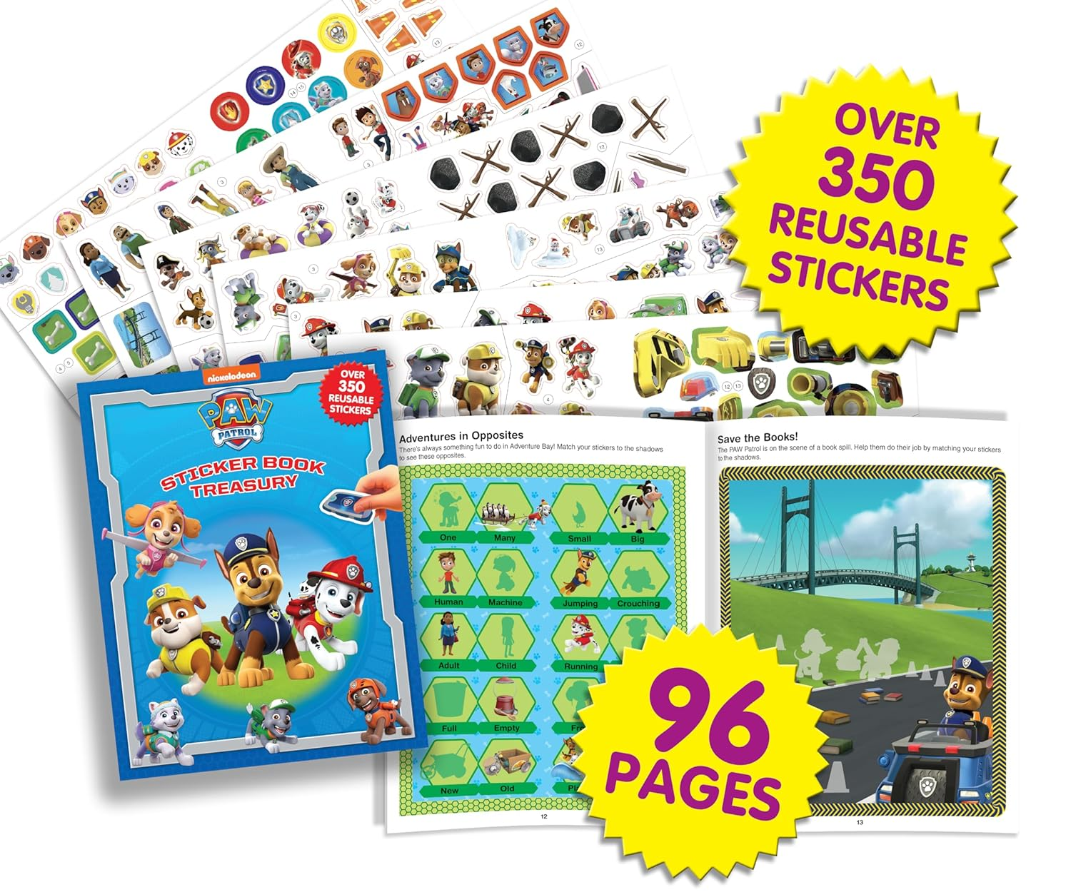 Paw Patrol Nick Sticker Book Treasury - Activity Books for Kids, 350 Reusable Stickers, 96 Pages of Fun image number 5