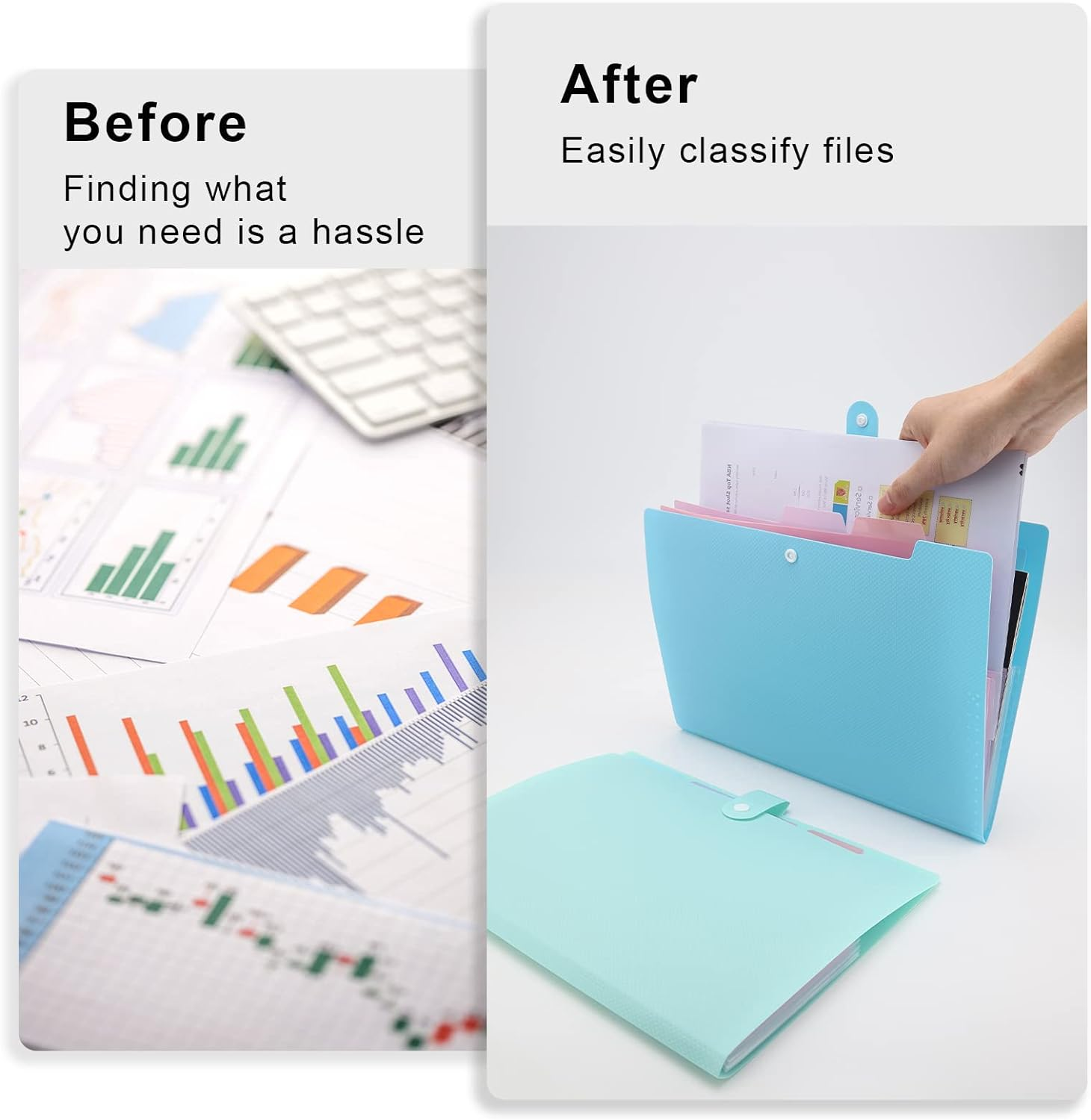 Nafy Colorful Expanding File Folder, 5 Pockets Folder with Colored Labels Portable Weave Pattern Accordion File Folder A4 Letter Size Project Organizer Document Folder for Office School (Purple) - 5 Color Mix image number 5