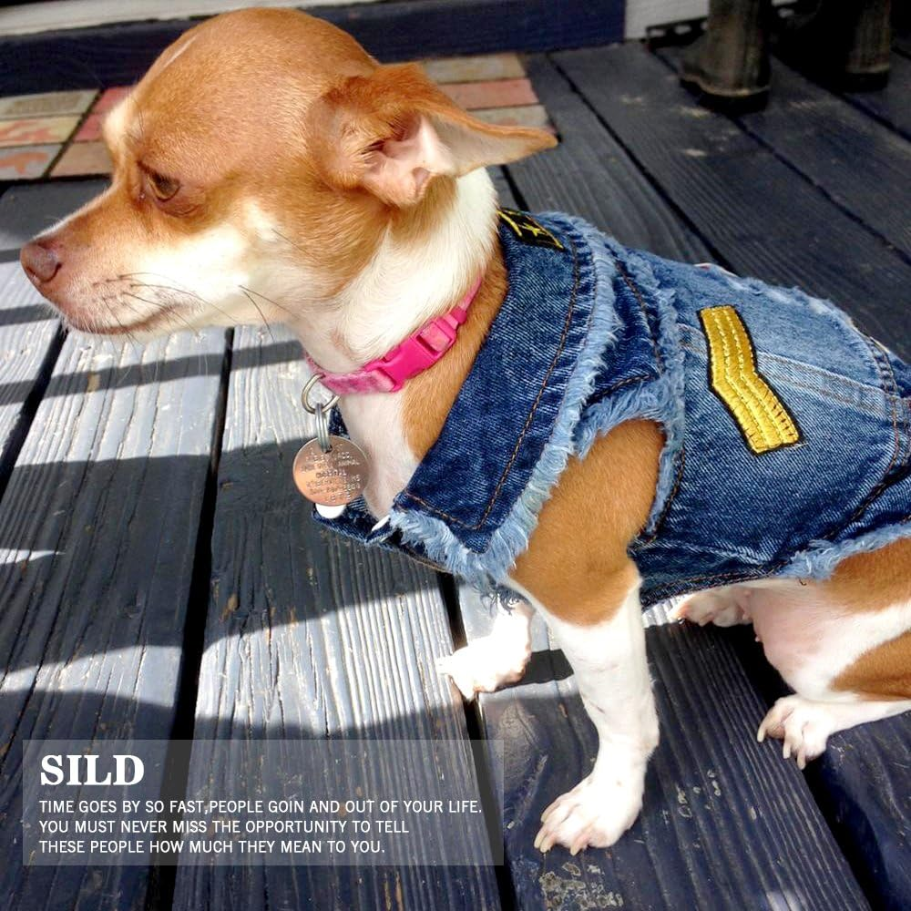 SILD Pet Clothes Dog Jeans Jacket Cool Blue Denim Coat Small Medium Puppy Blue Vintage Washed Clothes Dogs Lapel Vests Classic Hoodies image number 2