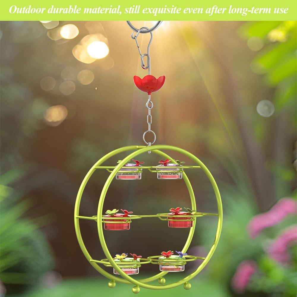 Unique Hummingbird Feeder, Multi-Port Small Birds Feeding Tools,Hangable Garden Decorative,Ornamental Bird Feed Wheel,Top Fill Leak Proof Feeders,For Garden Porch Backyard Decor image number 4
