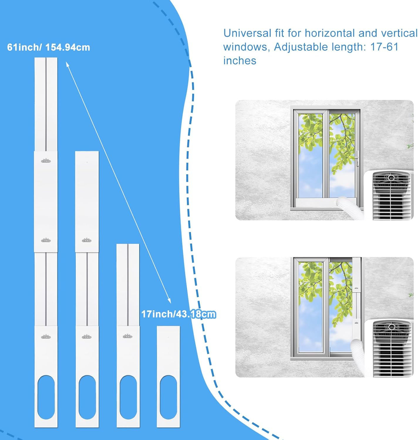 Portable Air Conditioner Window Kit, with Universal Mounting Window Gasket Air Conditioning Window Ventilation Kit for Vertical/Horizontal Sliding Window up to 13Cm Outlet Hose image number 5