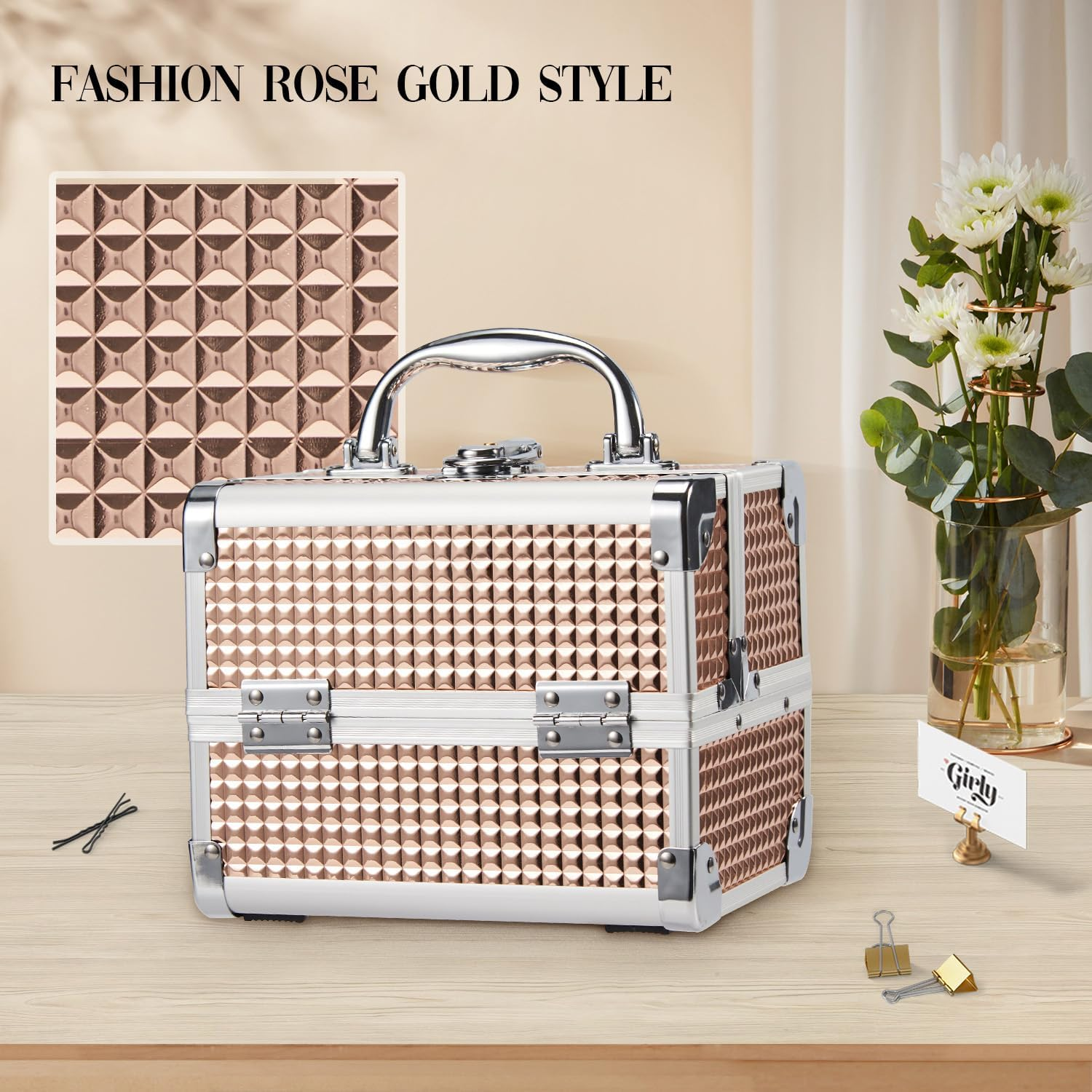 Make-Up Cosmetic Box Vanity Case Jewellery Storage Cabinet with Mirror 19.5 X 15 X 16 Cm image number 4