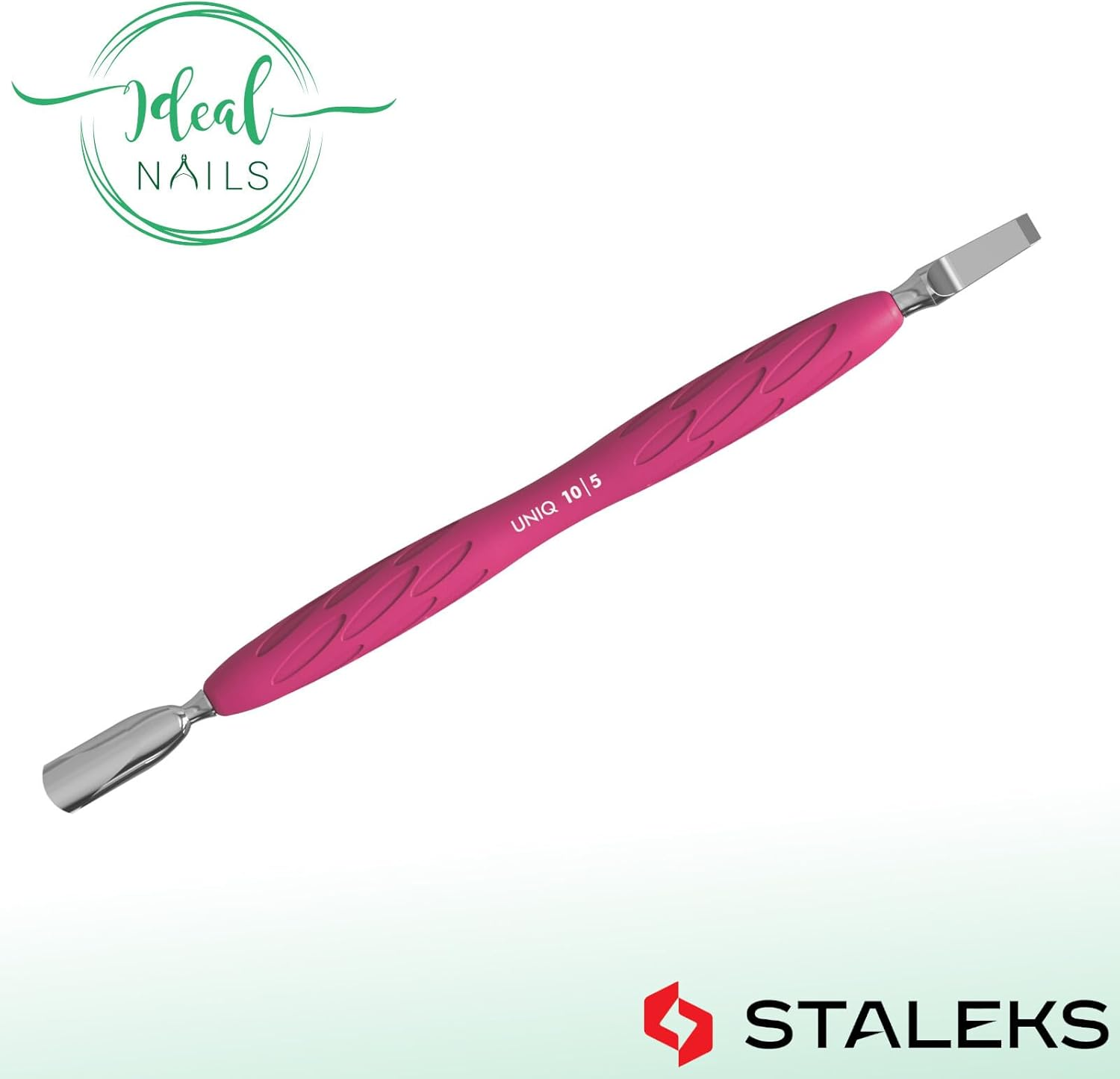 STALEKS UNIQ PQ-10/5 Double Instrument for Manicure with Silicone Handle (Narrow round Pusher + Straight Scraper) image number 5