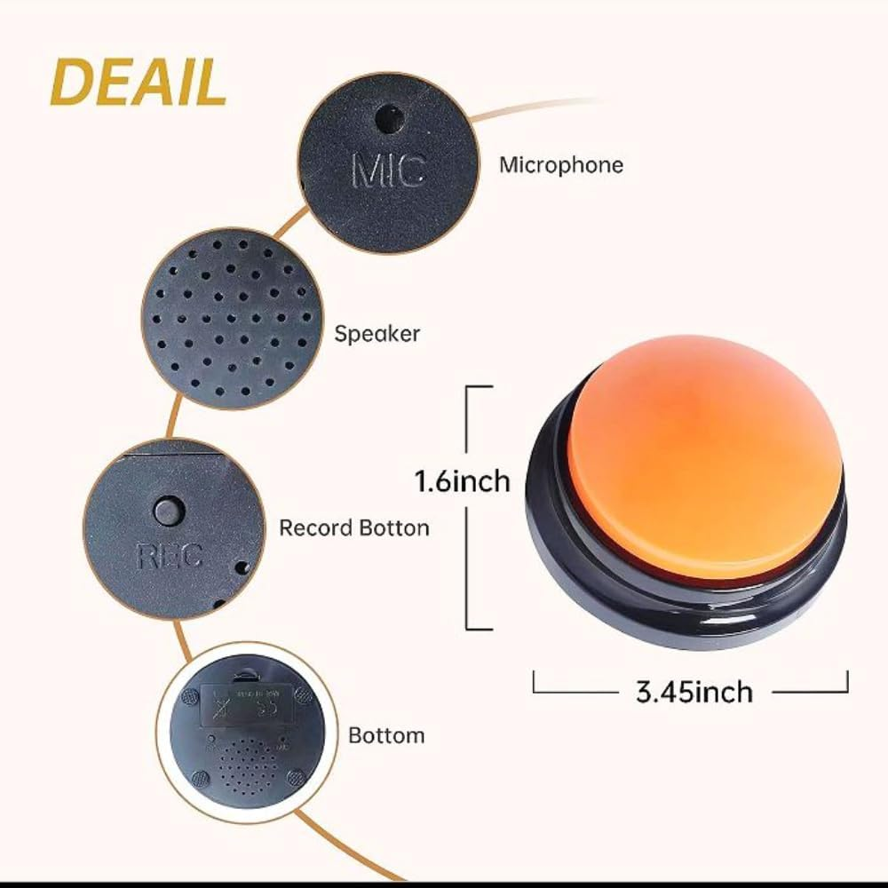 Sunblue 8 Color Voice Recording Dog Buttons for Communication, 30 Sec Record & Playback Pet Training Buzzer - 8-Pack for Home, Office, Study, Funny Gifts image number 6