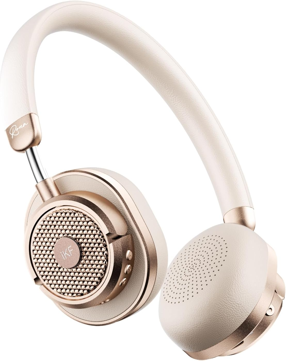 Ikf Rona Retro Classic Active Noise Cancelling Wireless Headphones, Bluetooth on Ear Headset with Mic,75H Playback, Metal Vintage Design,3D Movie Sound,Wired,For Small Heads & Teens (Starlight)