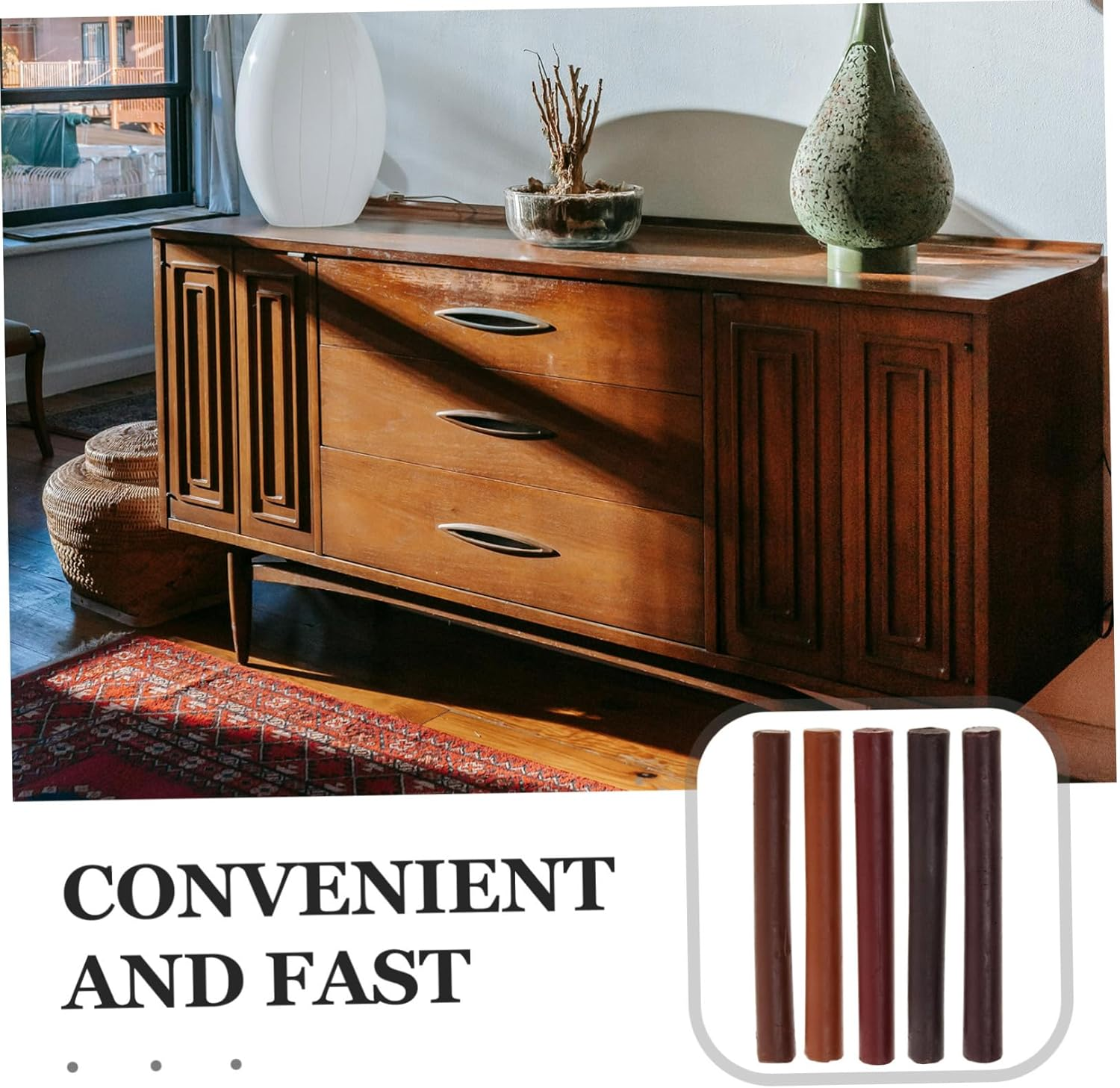 Yardenfun 5Pcs Wood Scratch Repair Pen Furniture Refinishing Crayons Kit White Touch up Paint for Wood image number 1