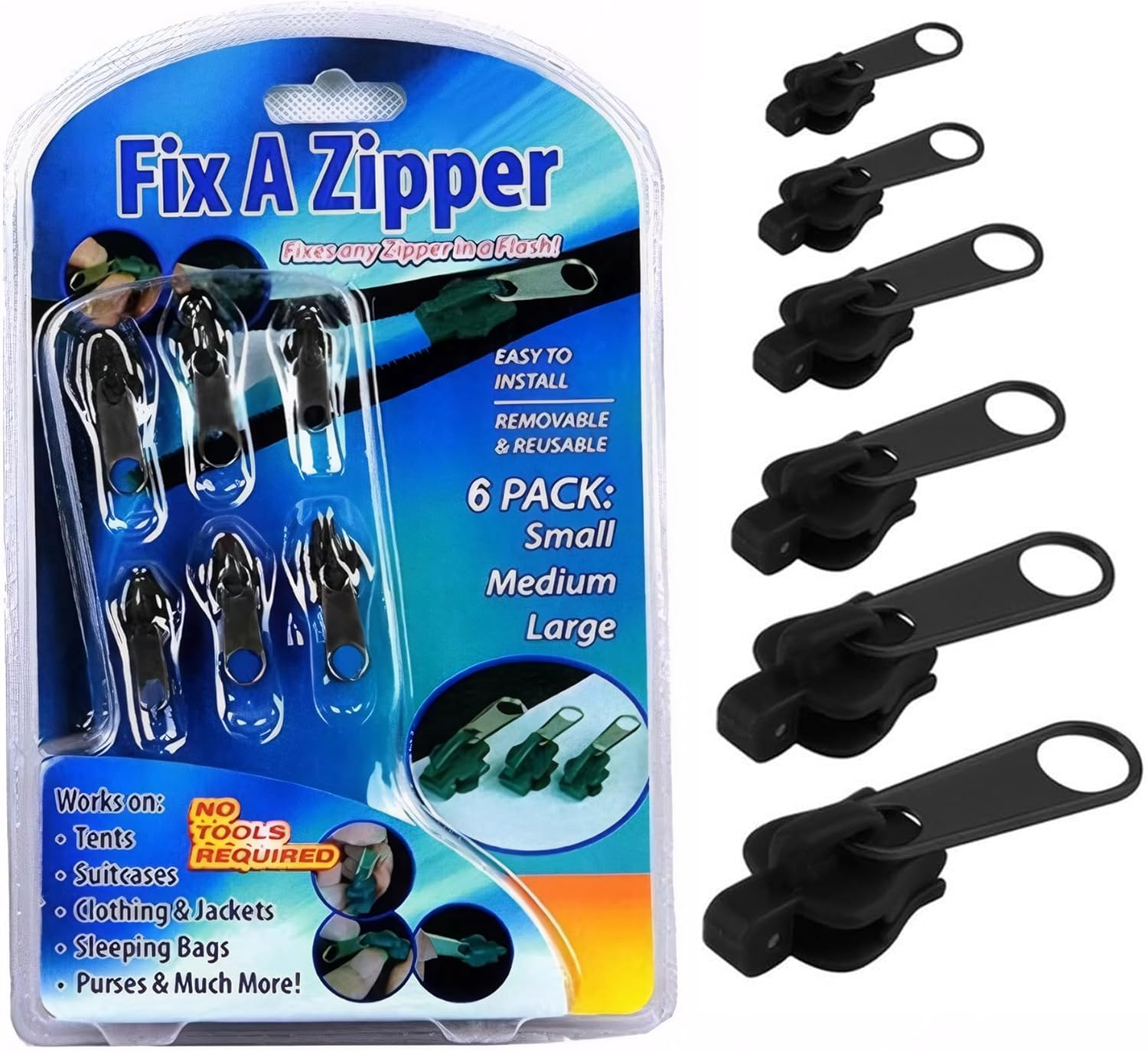 6Pcs Universal ABS Plastic Zipper Pull Fix Repair Kit image number 3