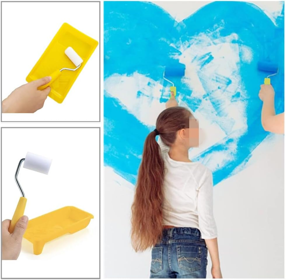 Foam Paint Roller Kit,Small Paint Roller Set,Mini Foam Paint Roller,Painting Decorating Kit,Small Paint Roller with Tray,Foam Paint Roller for Cabinets,Furniture,Stenciling,Art Crafts(8 Piece Set) image number 1