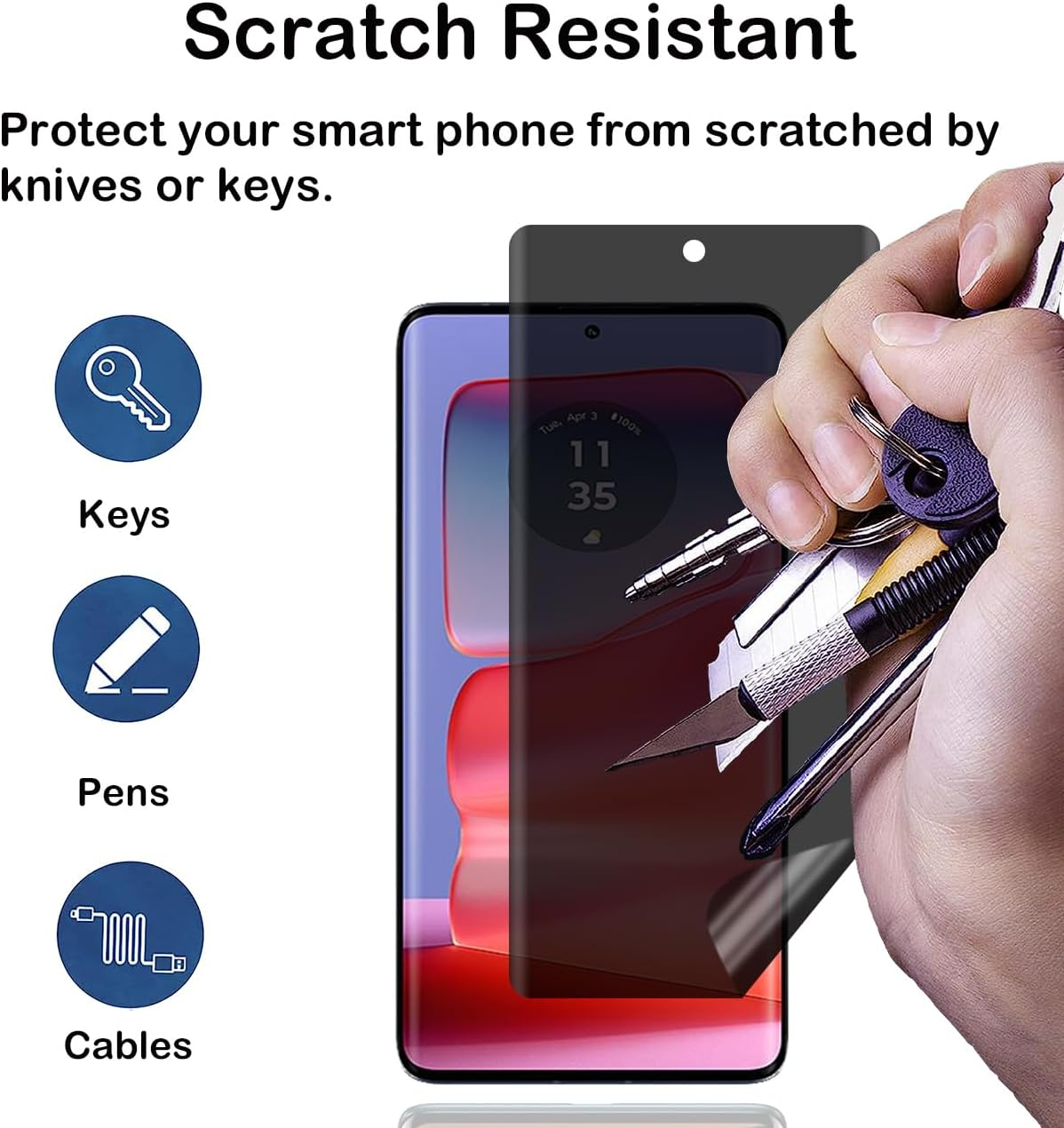 Privacy Screen Protector for Motorola Edge 50 Pro, Pack of 2, Privacy Film, Scratch-Resistant, Anti-Fingerprint, Bubble-Free, Anti-Spy Flexible TPU Screen Protector for Motorola Edge 50 Pro image number 4