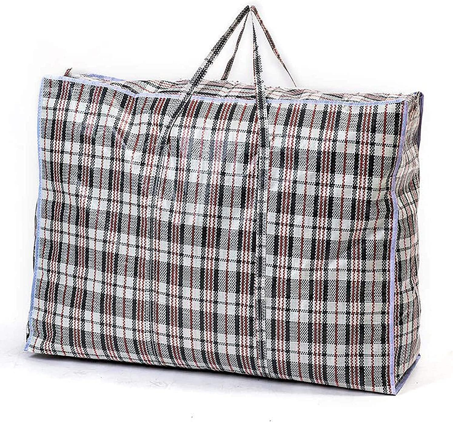 3Pcs Extra Large Laundry Bags, Strong Moving Bags with Zippers Carrying Handles, Heavy Duty Checkered Packing Bags, Reusable Store Zip Bag for Laundry Moving House Shopping Storage (80Cm X 60Cm) image number 1