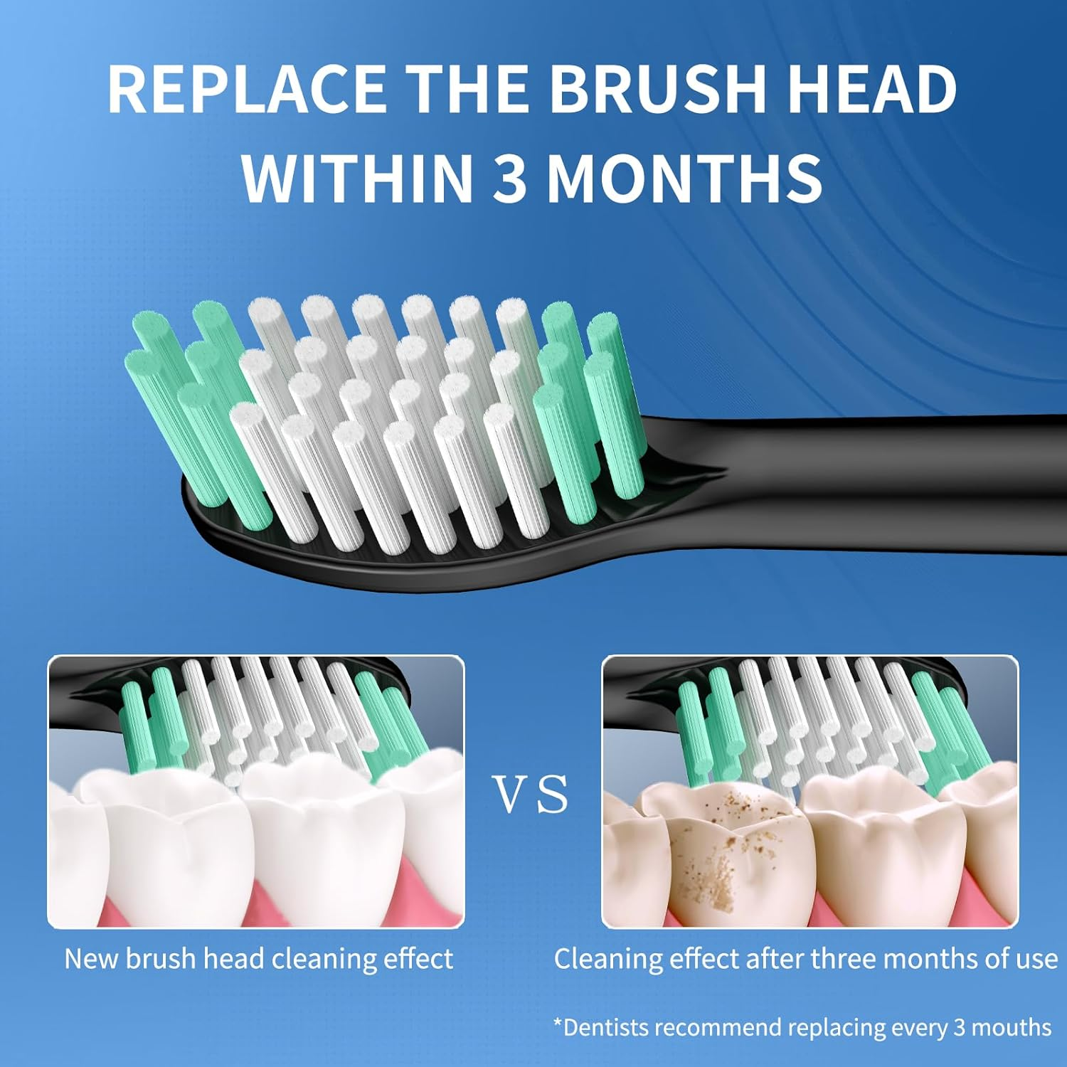 Toolsy 10 Pack Toothbrush Replacement Heads Compatible with Aquasonic Black Series/Black Series Pro/Vibe Series/Dro Series Pro Sonic Electric Toothbrush, 10 Count (Black)