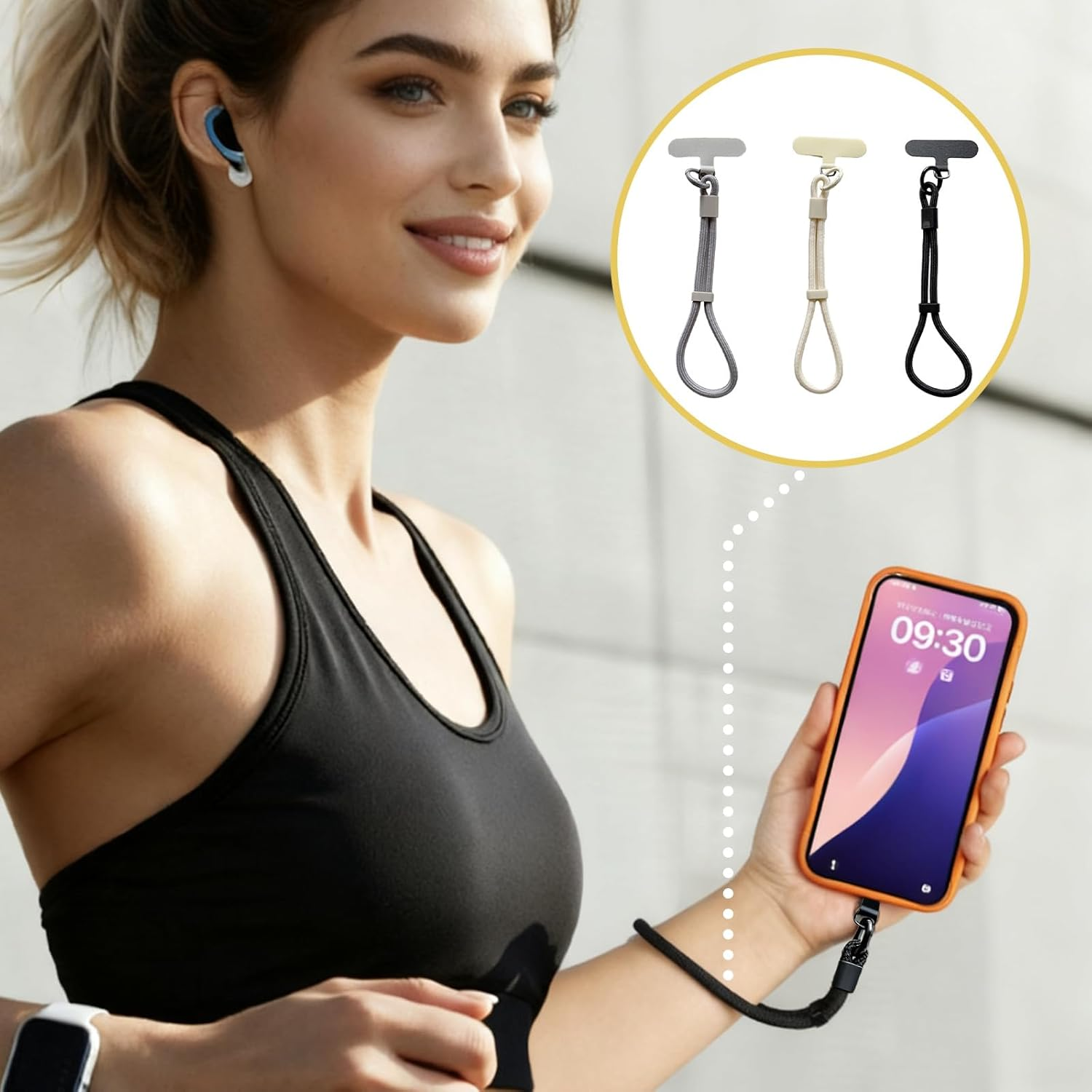 3Pcs Phone Lanyard, Adjustable Self-Locking Phone Wrist Strap Anti-Theft, Phone Strap, Water Cup Keychain Pendant, Short Wrist Rope Phone Chain with Spacer