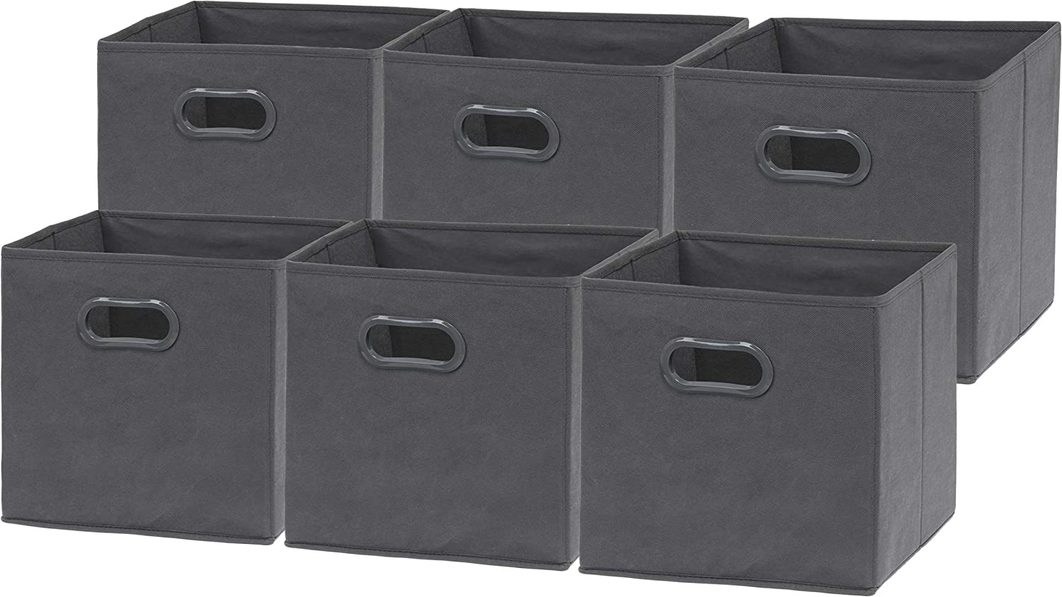 Simple Houseware 11 Inch Foldable Storage Cubes with Handle, 6 Pack, Black
