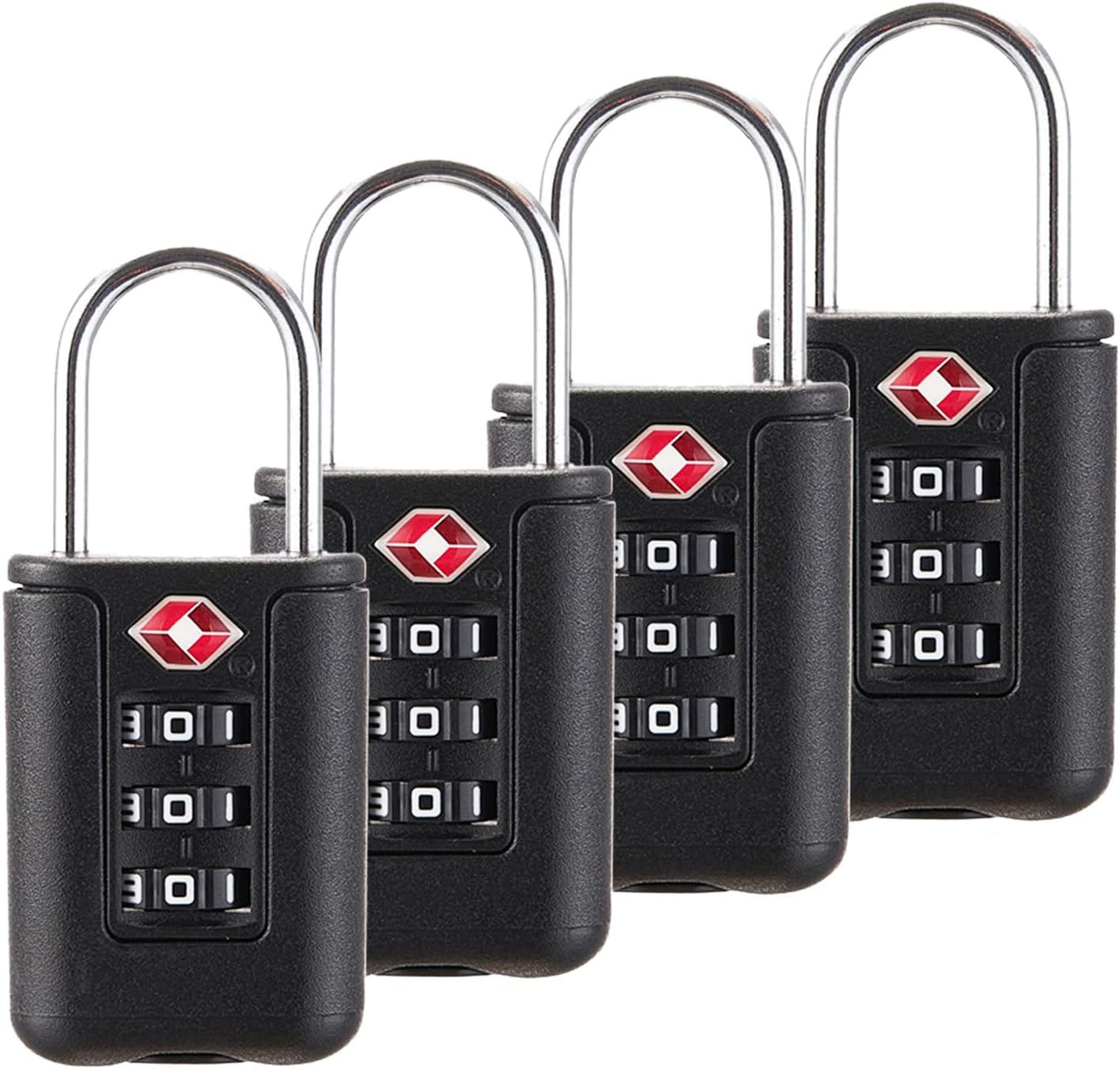 TSA Approved Luggage Locks, 4 Pack 3-Digit Suitcase Lock T Tersely with Alloy Body Lock for Travel Bag, Travel Combination Lock for Luggage,Bag,Case,Backpack,Gym Lockers(Black) image number 4