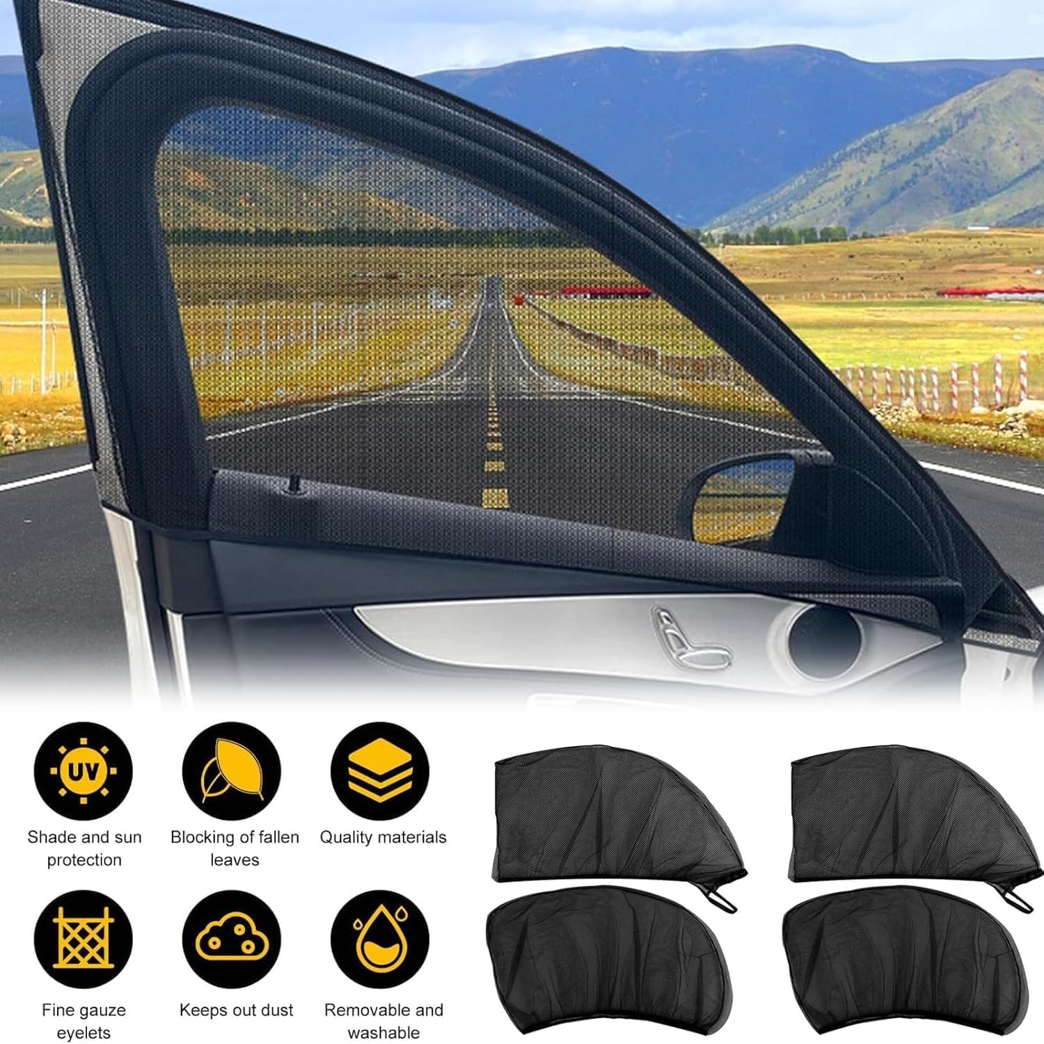 4 Pack Car Window Shade 丨General Motors Car Window Sunshades,Breathable Mesh Baby Sunshades, Can Crotect Children from Direct Sunlight and Ultraviolet Rays. image number 1
