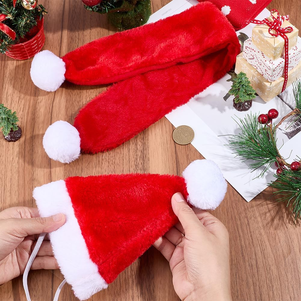 GORGECRAFT Santa Hat for Cats Red Polyester Christmas Pets Dogs Puppies Kittens Rabbit Doll Decoration Costume Small Hats Scarf Outfit Set for Winter Holidays Party Fancy Dress
