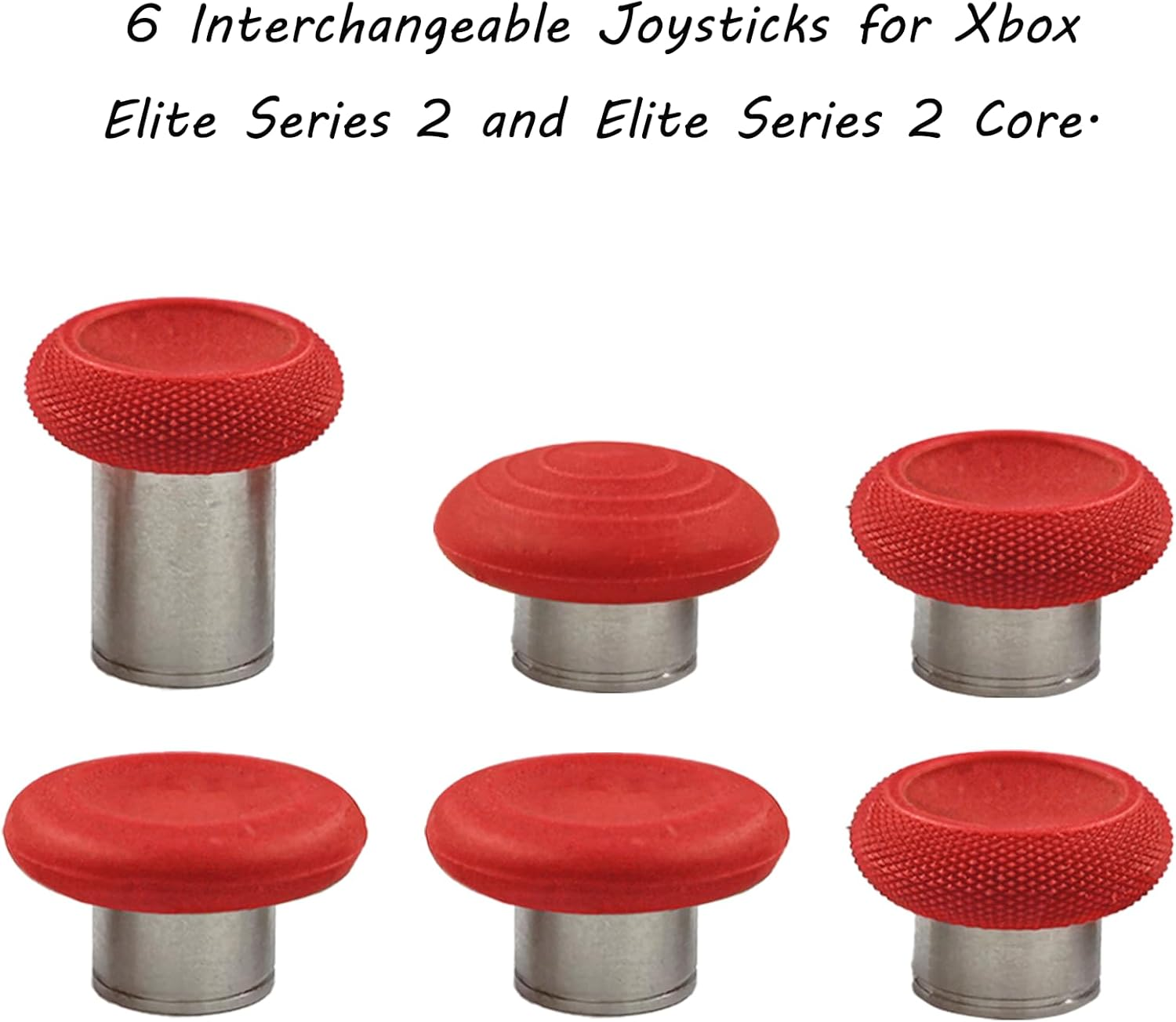 6 in 1 Swap Magnetic Thumbsticks Set for Xbox Elite Series 2 Controller,Replacement Joysticks Parts for Controller Elite Series 2/Elite Series 2 Core Controller(Red) image number 2