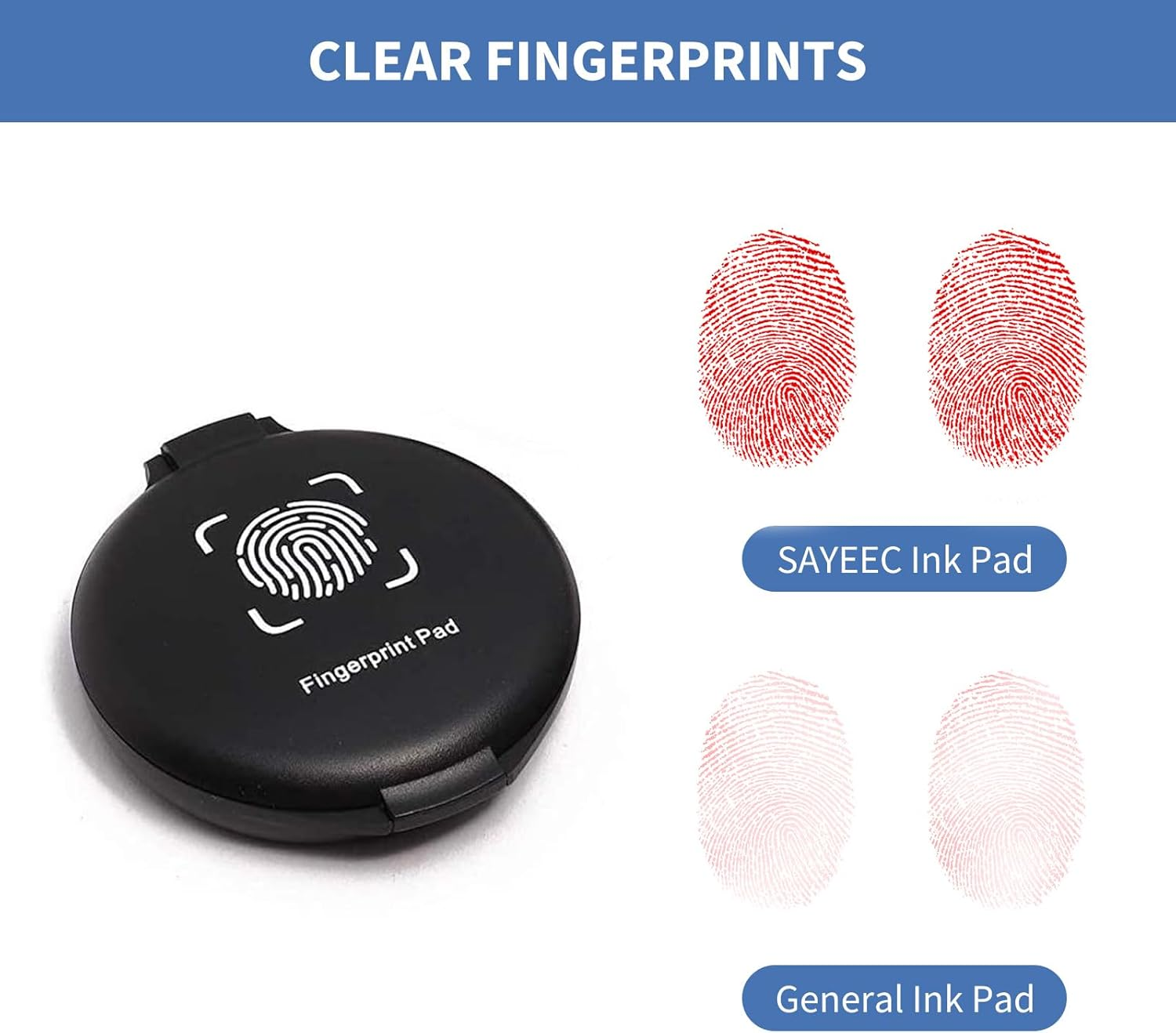 SAYEEC Fingerprint Ink Pad, Thumbprint Ink Pad for Office Notary Supplies Identification Security ID Fingerprint Cards, Law Enforcement Fingerprint Kit Thumb Print Ink Pad Stamp Pad (Red-4 Pack) image number 5