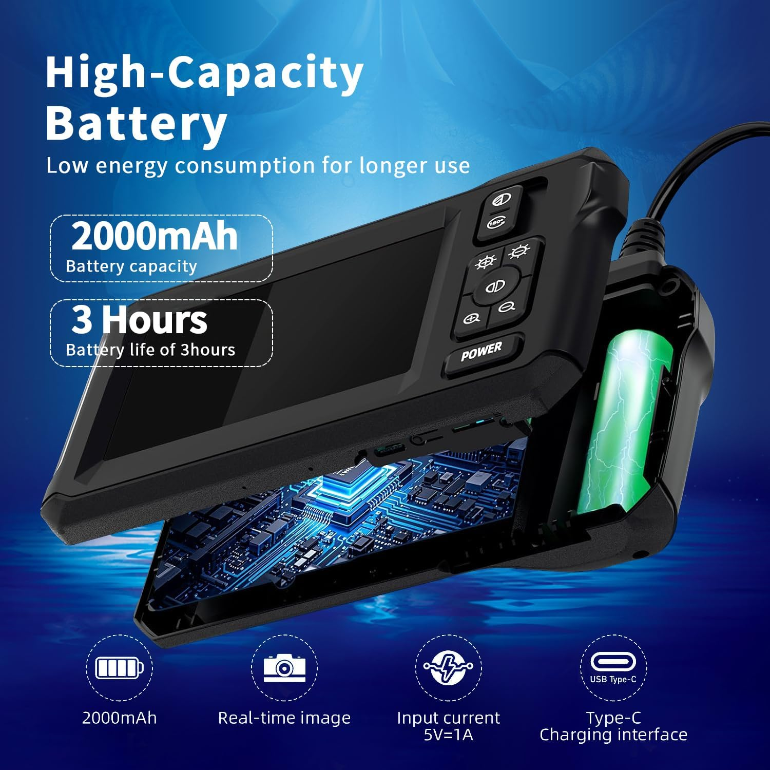 Congeowe Endoscope Camera with 4.3" IPS Digital Zoom Screen, 1920X1080P HD Inspection Camera with Light, Boscope with 5M Cable, IP67 Waterproof Endoscope for Automotive Repair, No App/Wifi Required image number 4