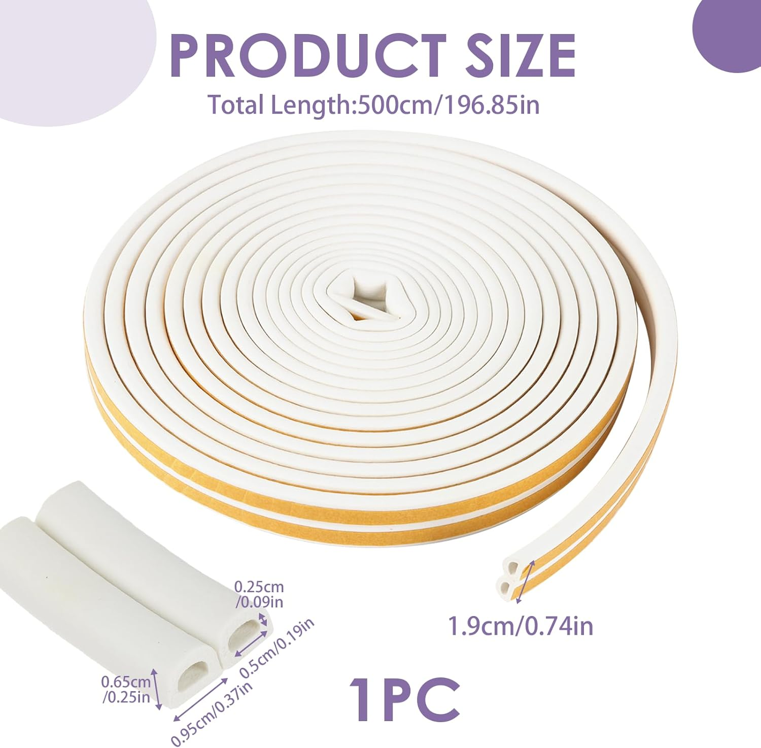 Door Seal Strip - Self-Adhesive Weather Stripping, Draft Stopper for Doors Windows, Sound Proofing Door Draught Stopper, Windproof Dustproof Insulation for Home Garage Closet (White) (10M) image number 3