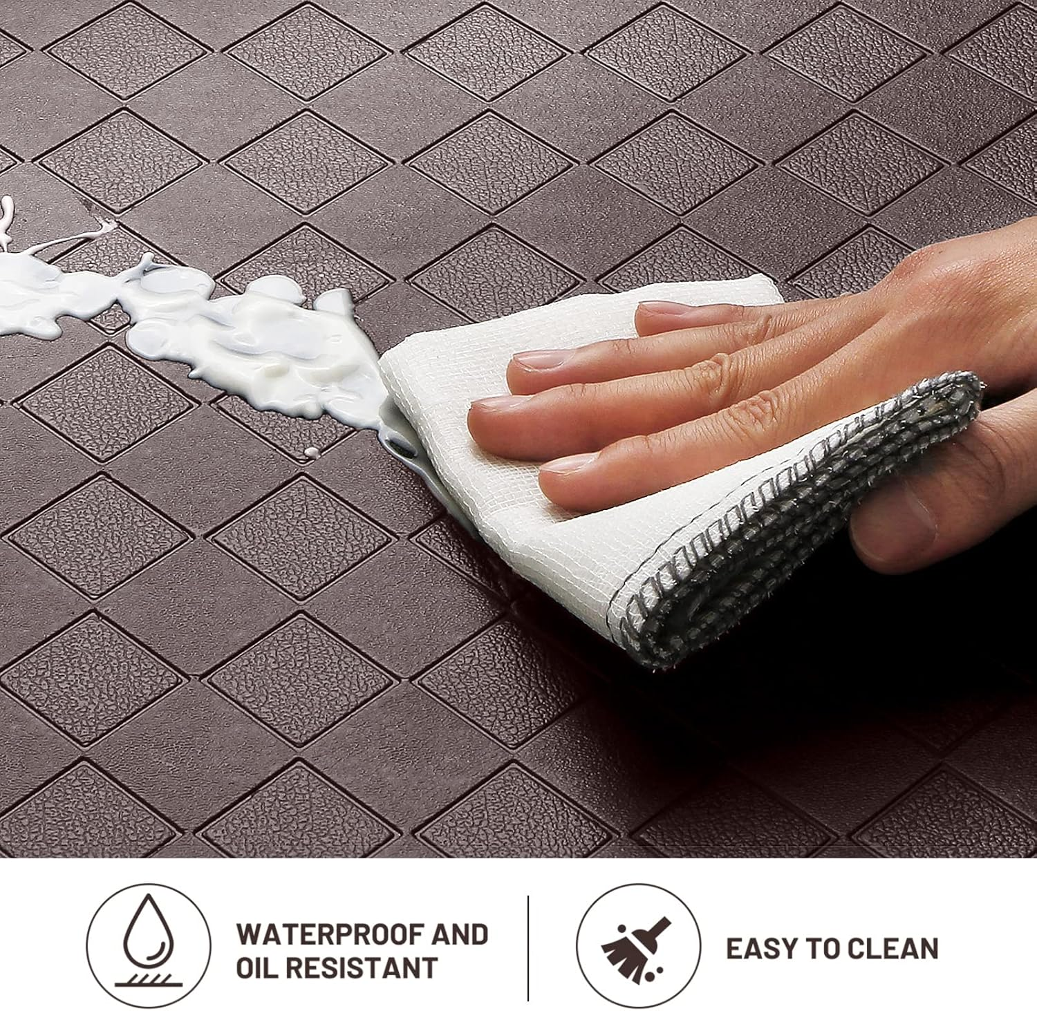 Happytrends Kitchen Mat Cushioned Anti-Fatigue Kitchen Rug,17.3"X39",Thick Waterproof Non-Slip Kitchen Mats and Rugs Heavy Duty Ergonomic Comfort Rug for Kitchen,Floor,Office,Laundry,Chocolate image number 3