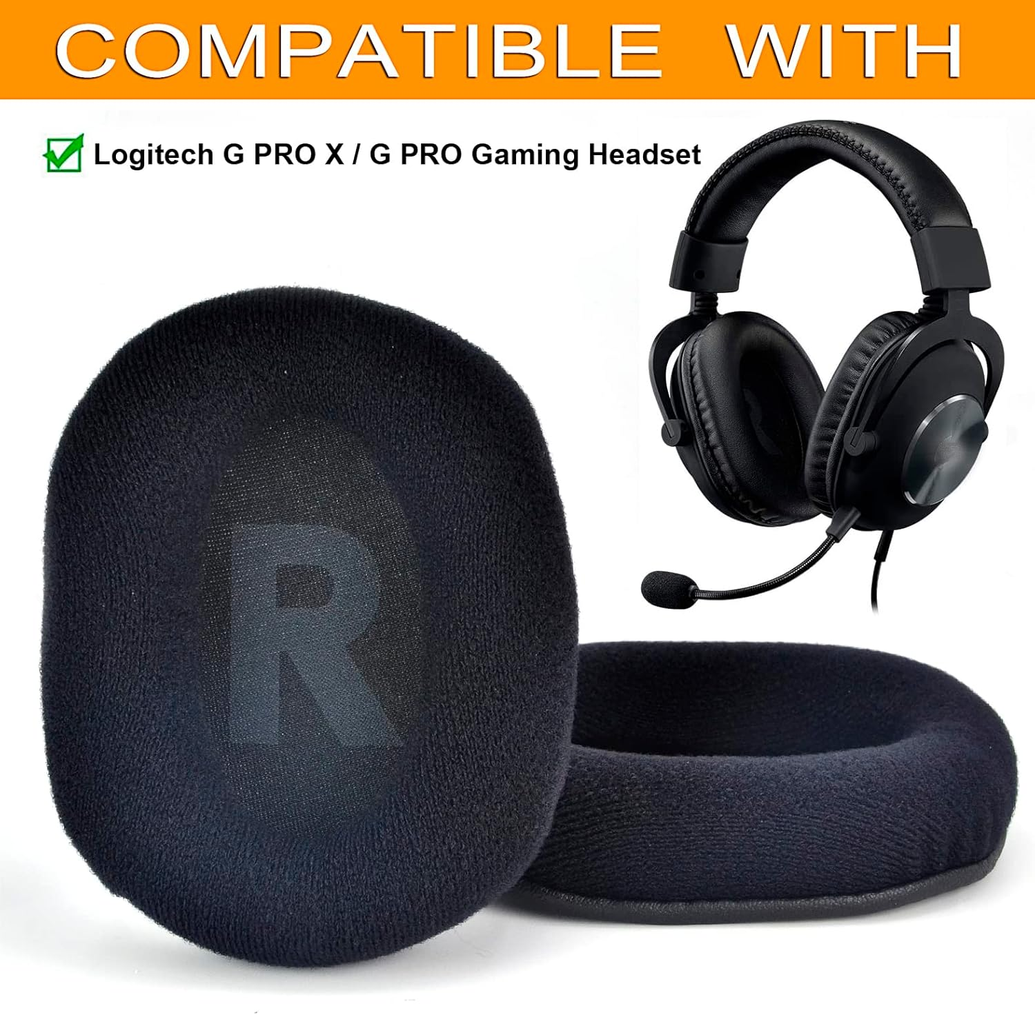 Defean Replacement G Pro X Ear Pads Earpads Cover Ear Cushion Compatible with Logitech G Pro/G Pro X Gaming Headphones (Velour) image number 1