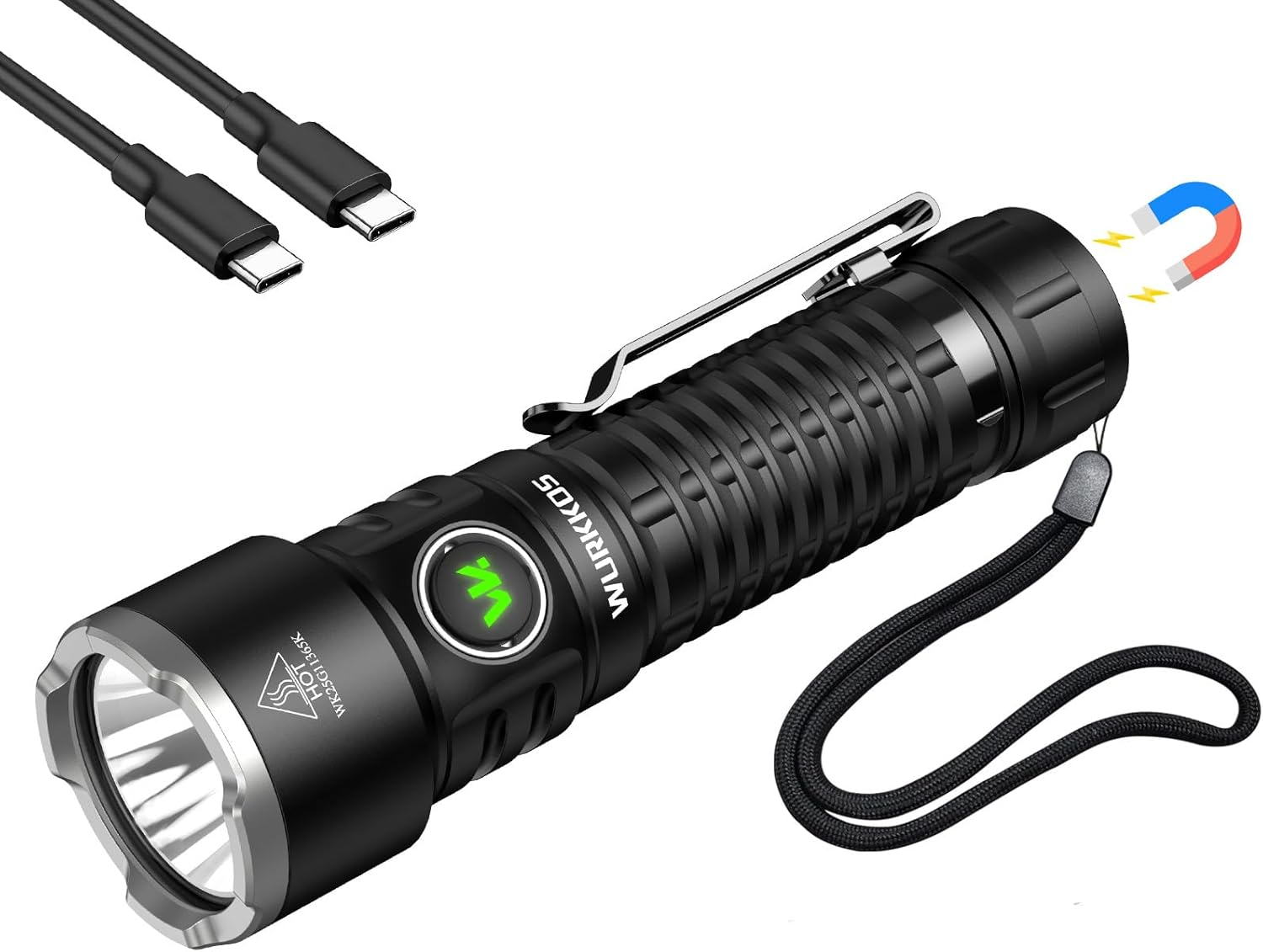 Wurkkos TS28 Torch Rechargeable, 3200 Lumens Super Bright LED Torch, 506 Meters Beam Distance, EDC Flashlight with Magnetic Tail Cap, IP68 Waterproof Handheld Torches for Camping,Emergency image number 5
