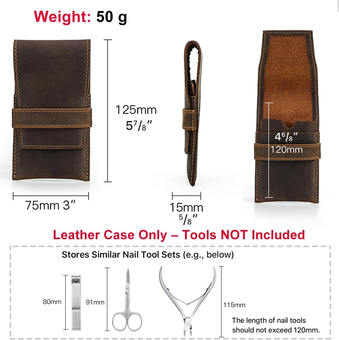 CONTACTS Full Grain Leather Empty Manicure Kit Case for Men Travel Nail Clipper Pouch Small Personal Care Tools Pouch by Handmade (Case Only)