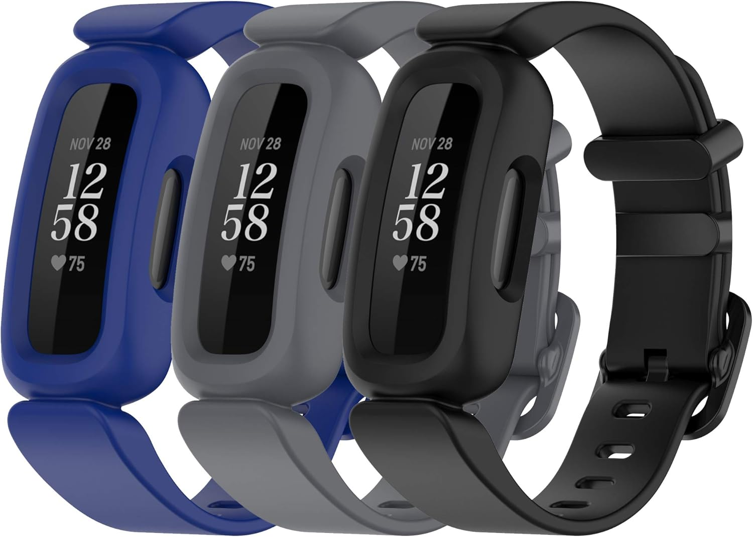 Fitturn Compatible with Fitbit Ace 3 Bands Kids Replacement Silicone Colorful Rubber Adjustable Sport Bands Accessories for Ace 3 Activity Tracker for Kids 6+