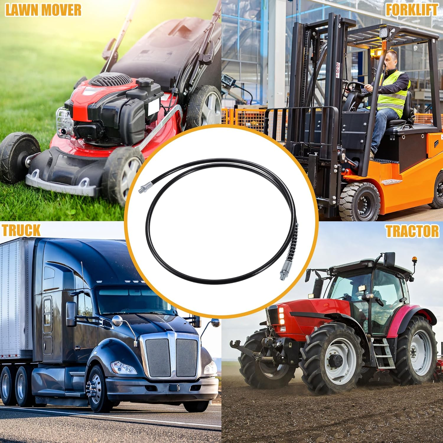 X AUTOHAUX 2Pcs 59 Inch Universal 1/8" NPT Grease Gun Flex Hose - Trailer Flex Grease Hose Extension Non-Slip - Metal Black image number 4