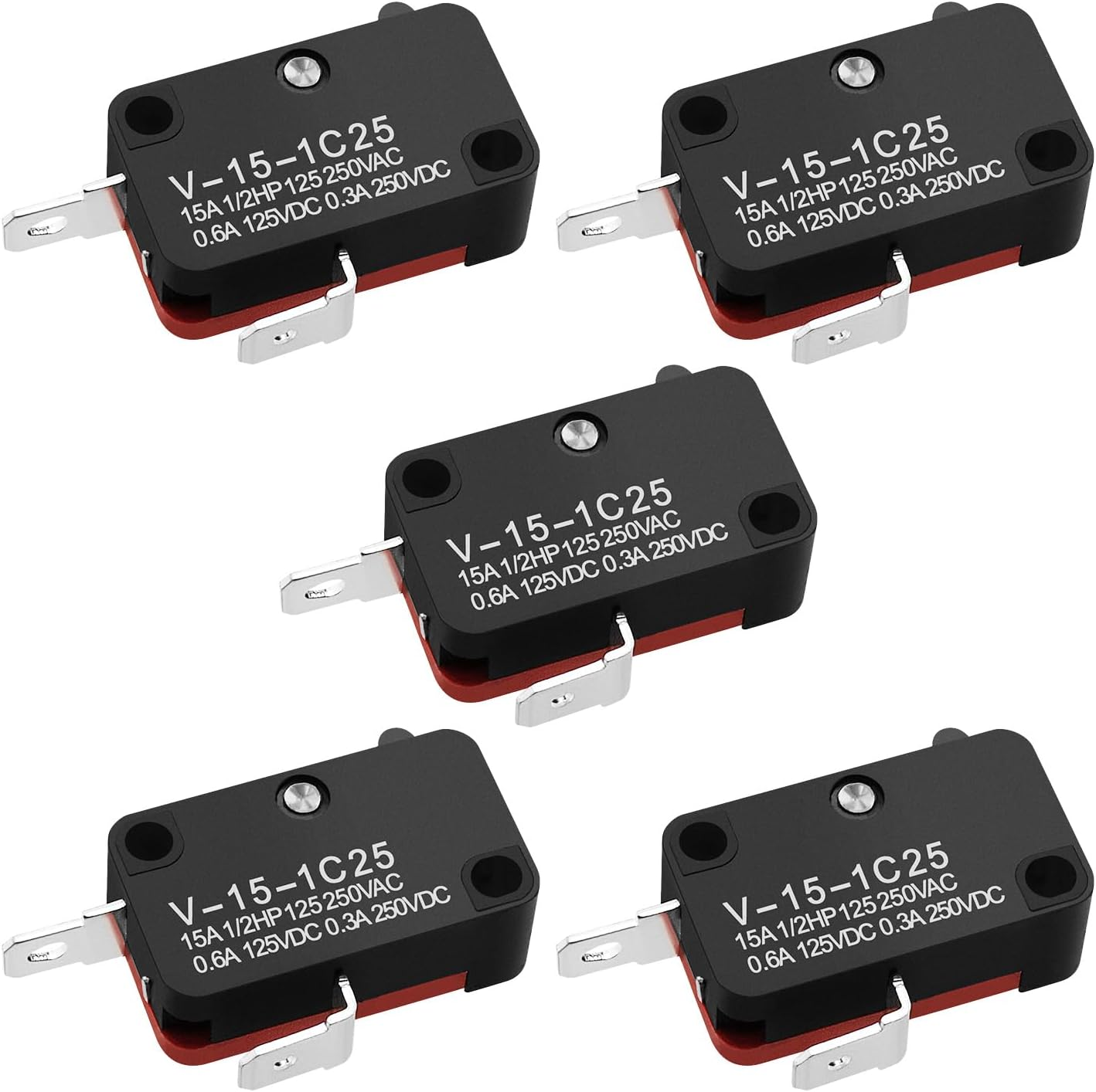 VGOL 5Pcs V-15-1C25 Micro Limit Switch 2 Pin Instantaneous Button Switch SPDT Quick Action Microswitch Suitable for Electrical and Electronic Equipment image number 4
