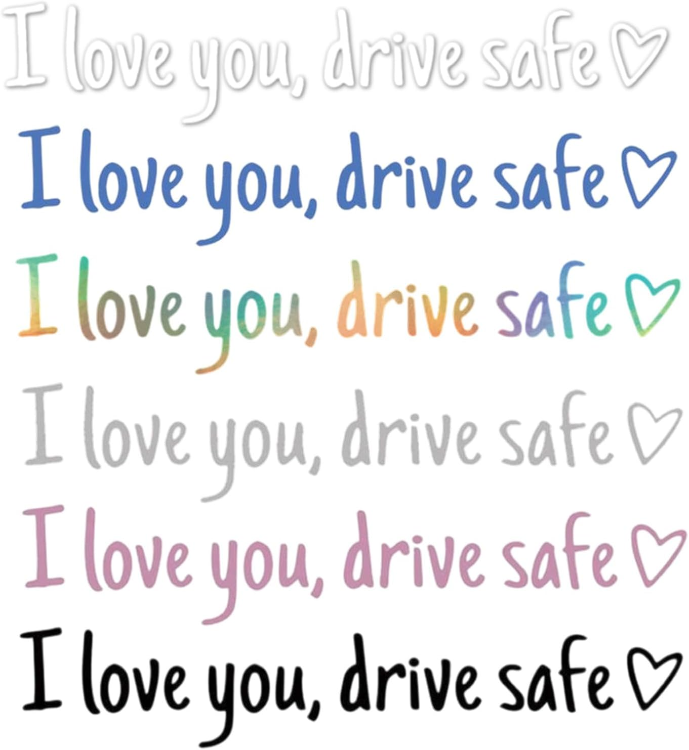 6Pcs Car Mirror Stickers | I Love You Drive Safe Sticker | Rearview Mirror Decal with Heart | Safe Driving Decals Funny Car Stickers | Waterproof Windshield Rearview Letter Sticker image number 5