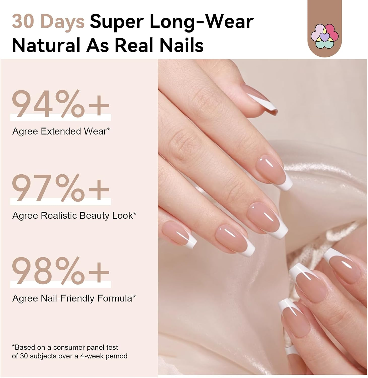 SAVILAND Gels Nail Tips: 30 Days Wear Nails Press Ons Brown Medium Coffin French Tip Press on Nails 256 Pcs Strong Nail Glue for Press Ons U V Light Electric Nail File Nail Art Tools for Beginners image number 4