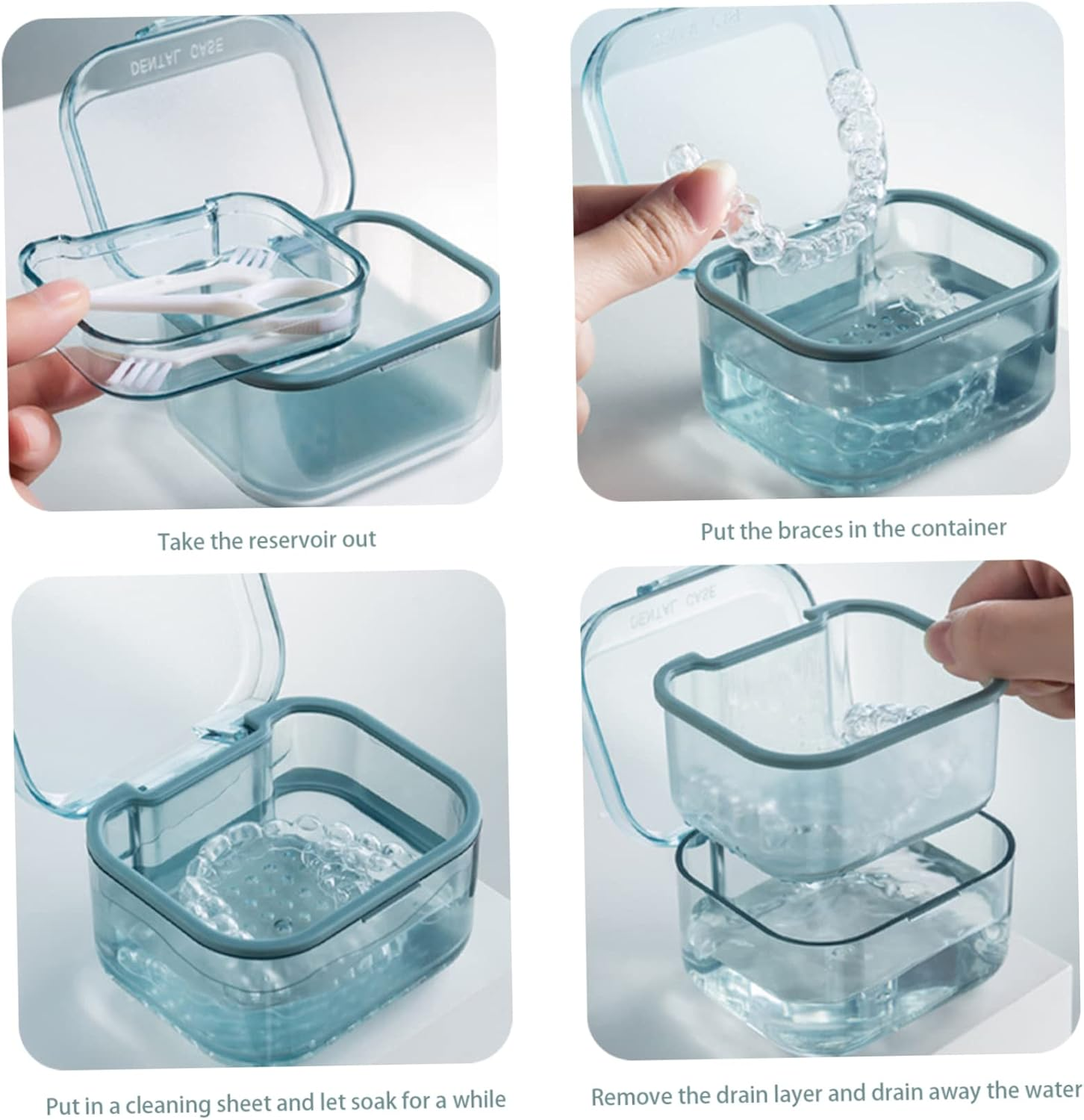 Retainer Case,Denture Box Portable Retainer Case Dentures Container Holder for Travel Retainer Cleaning Blue image number 1