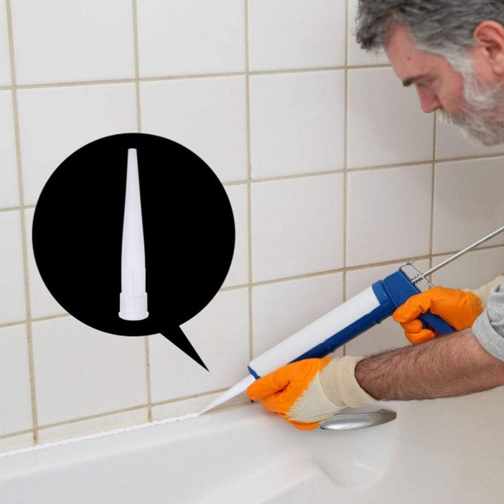 EVGATSAUTO 30Pcs Caulking Gun Nozzle, Plastic Sealant Nozzles with Female Thread and Suction Head for Silicone Caulking Gun image number 1