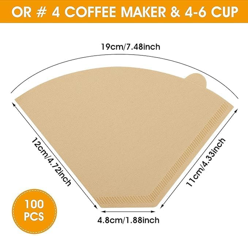 Coffee Filters, Set of 100， Disposable Coffee Filter Papers, Size 04，Unbleached Cone Paper Filters for Coffee Dripper & Pour over Coffee Maker image number 4