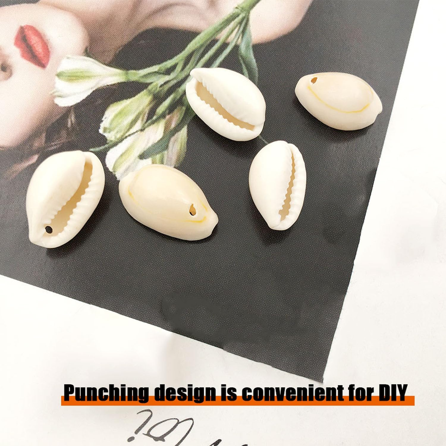 Shengsenfu 150 White Natural Cowrie Spiral Sea Shells for Jewelry Making, Craft Beads, Nautical Decor image number 1