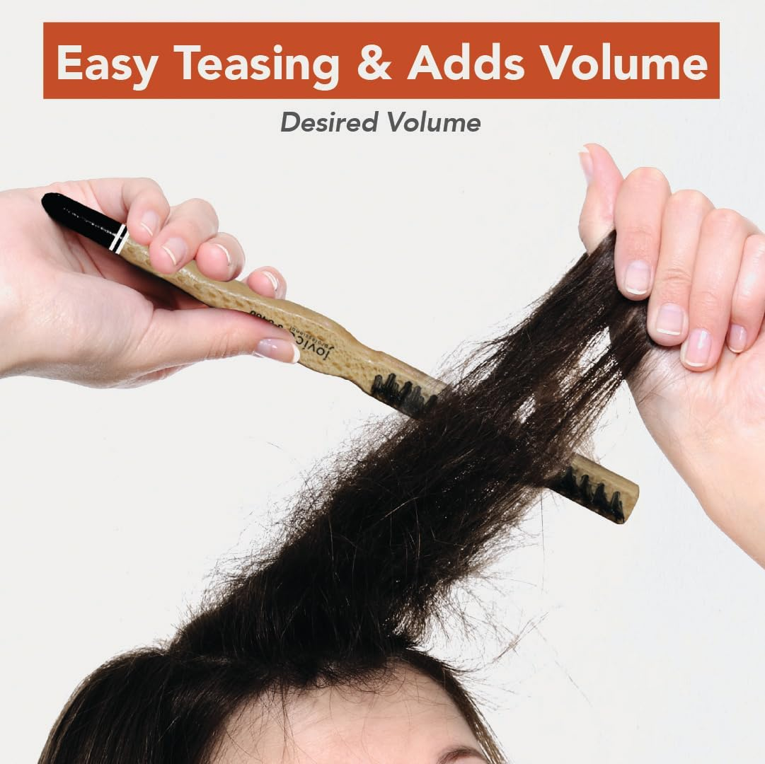 Teasing Brush,Bun Brush with Wooden Handle and Using for Hair Sectioning - Edge Control for Baby Hairs - Hairbrush for a Sleek and Smooth Hairstyles image number 3
