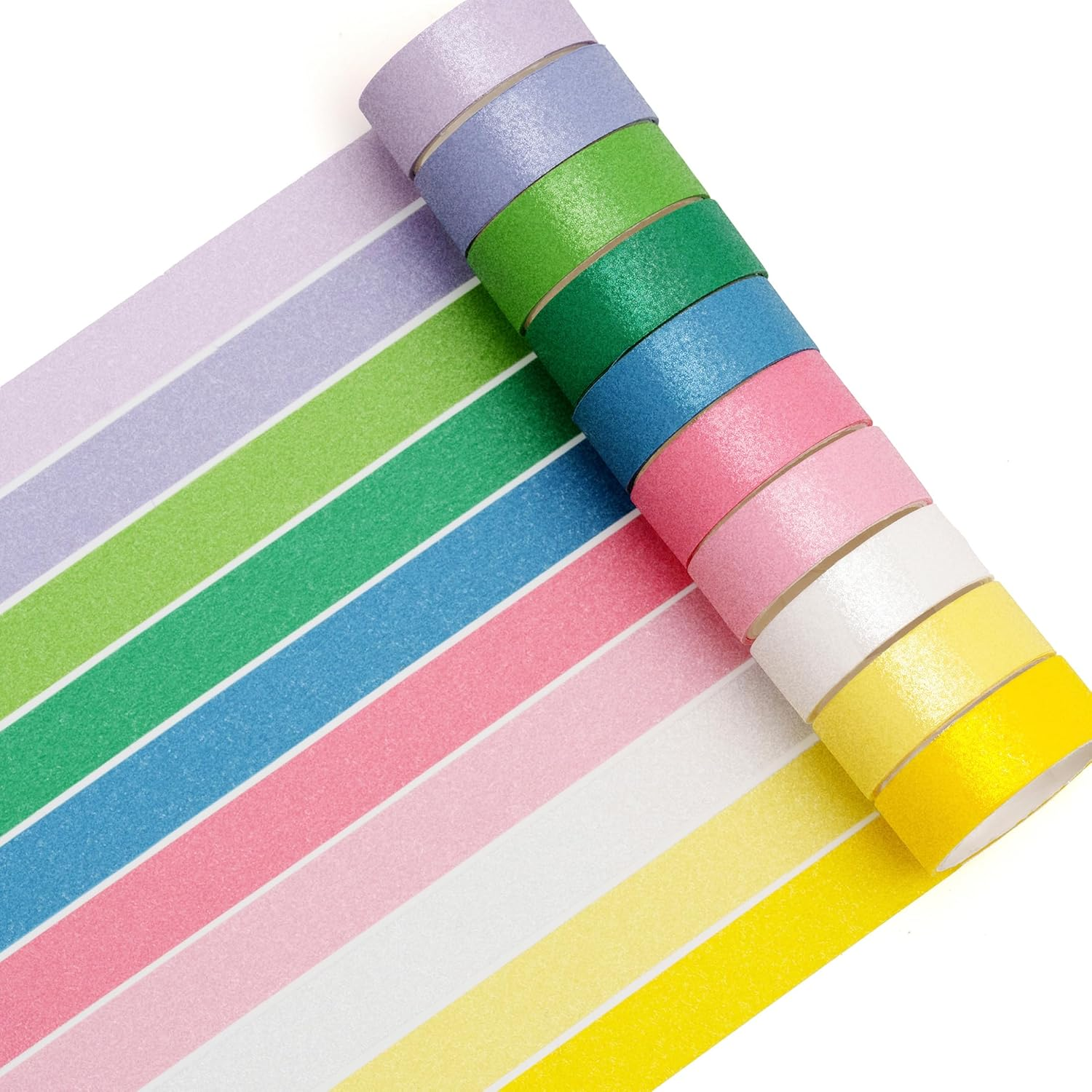 YUBBAEX 10 Colors Glitter Washi Tape Set Sparkling Masking Tape Metallic Decorative for Arts, DIY Crafts, Bullet Journal Supplies, Planners, Scrapbook, Card/Gift Wrapping (Rainbow 10 Colors) image number 1